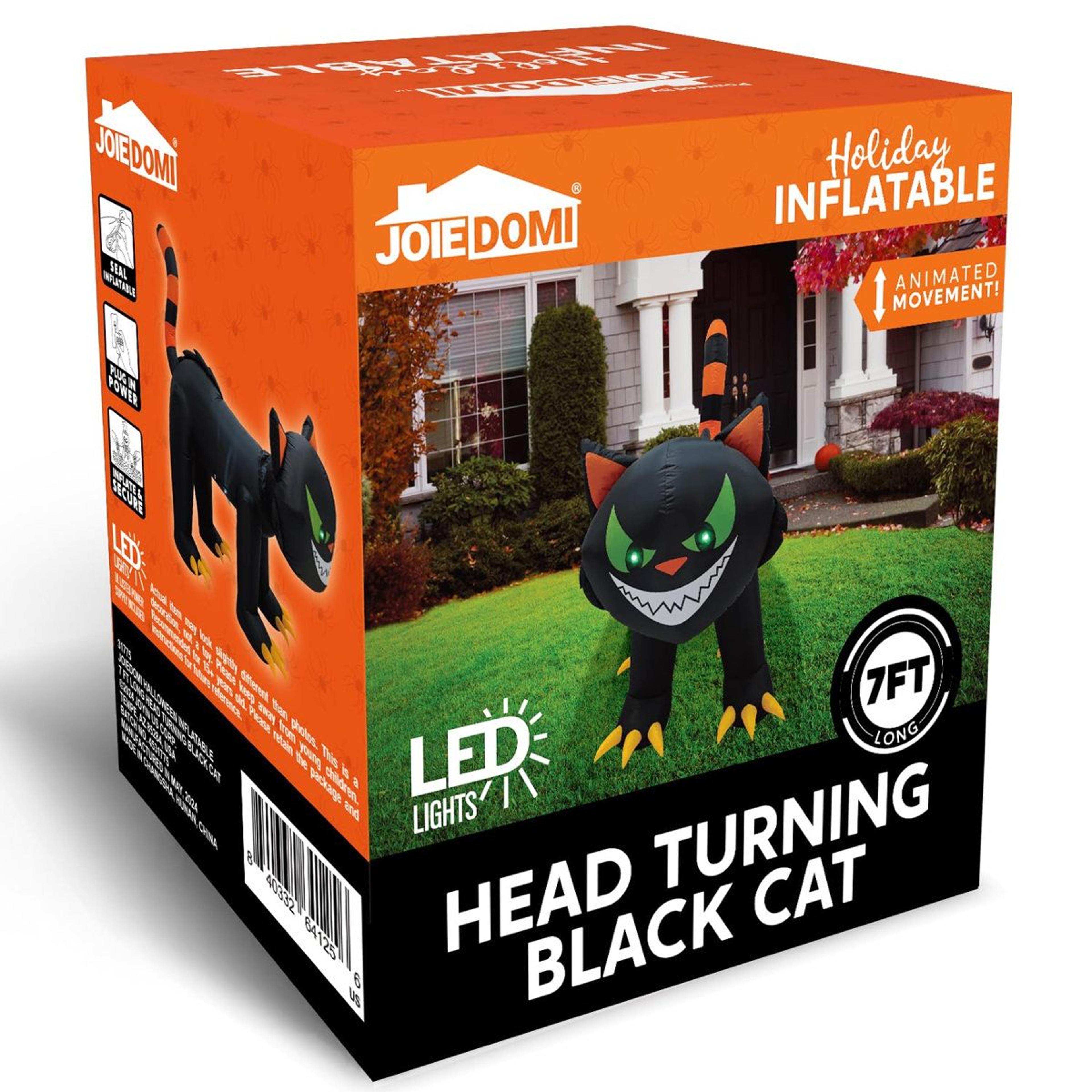 Halloween Inflatable Cat With Moving Head And Glowing Green LED Eyes 0