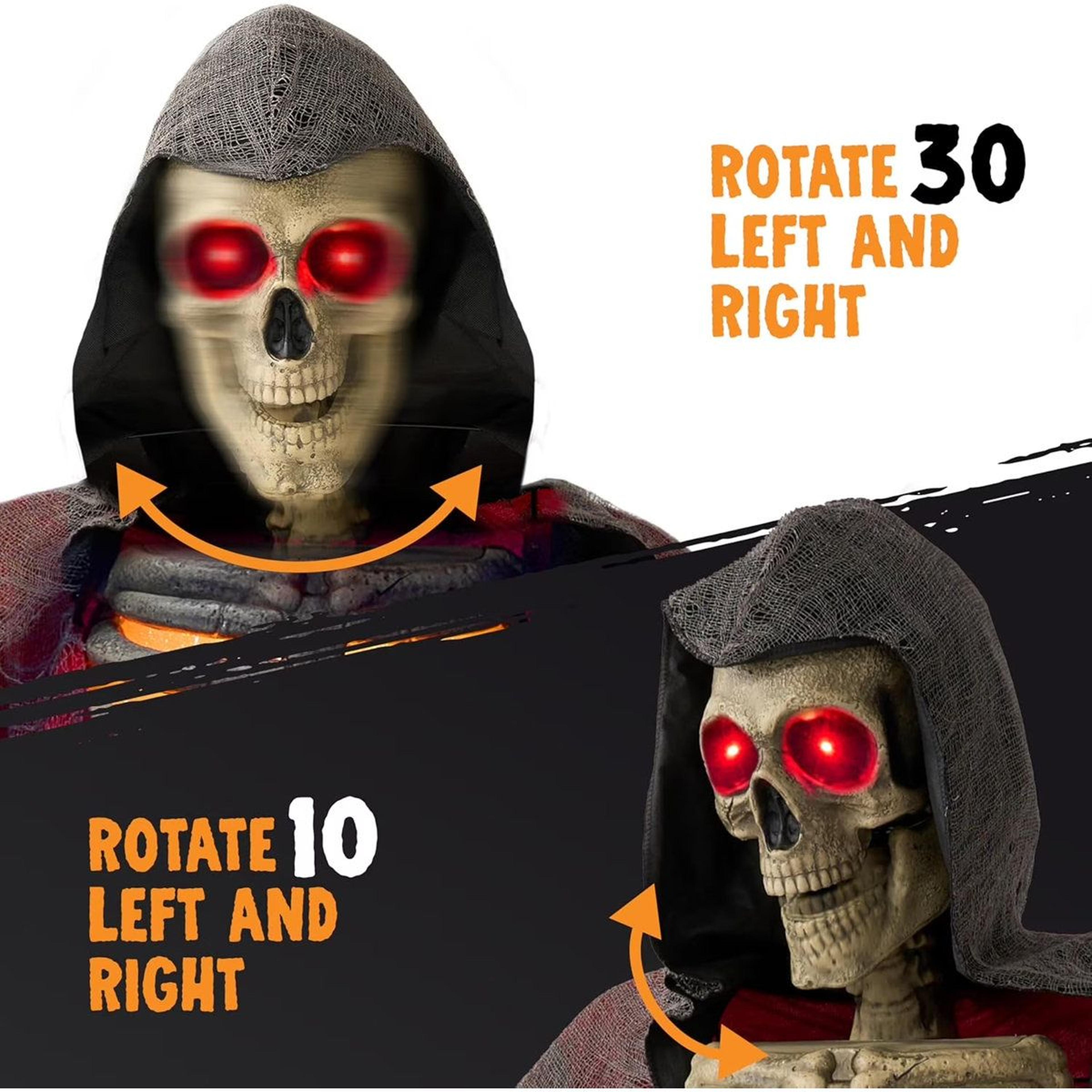 Animated Grim Reaper Halloween Decoration With Motion Sensor LED Lights And Giant Scythe 3