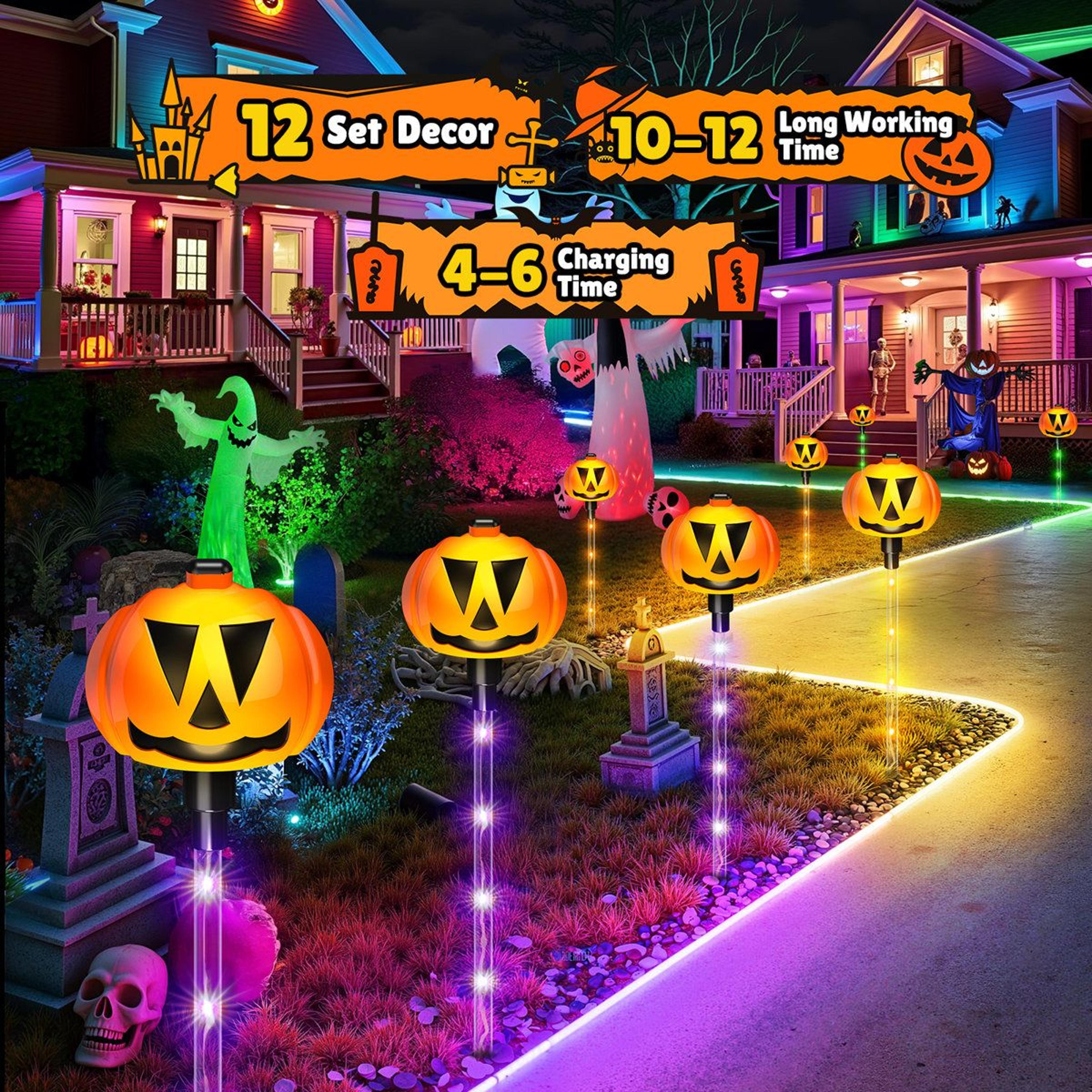 Halloween Solar Pumpkin Pathway Lights With Lighting Modes 0
