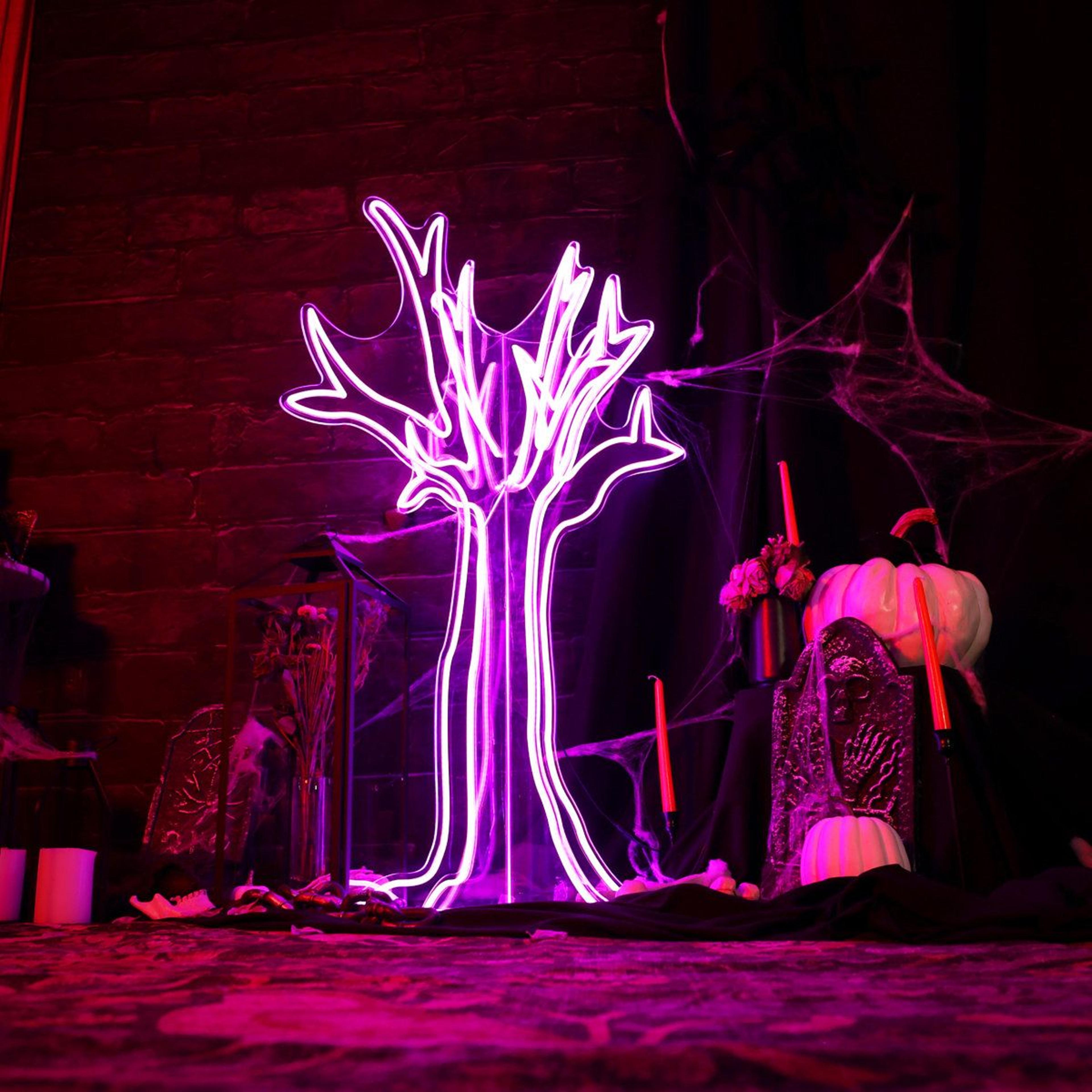 Lighted Halloween Ghost Tree Decoration With Purple LED Lights 5