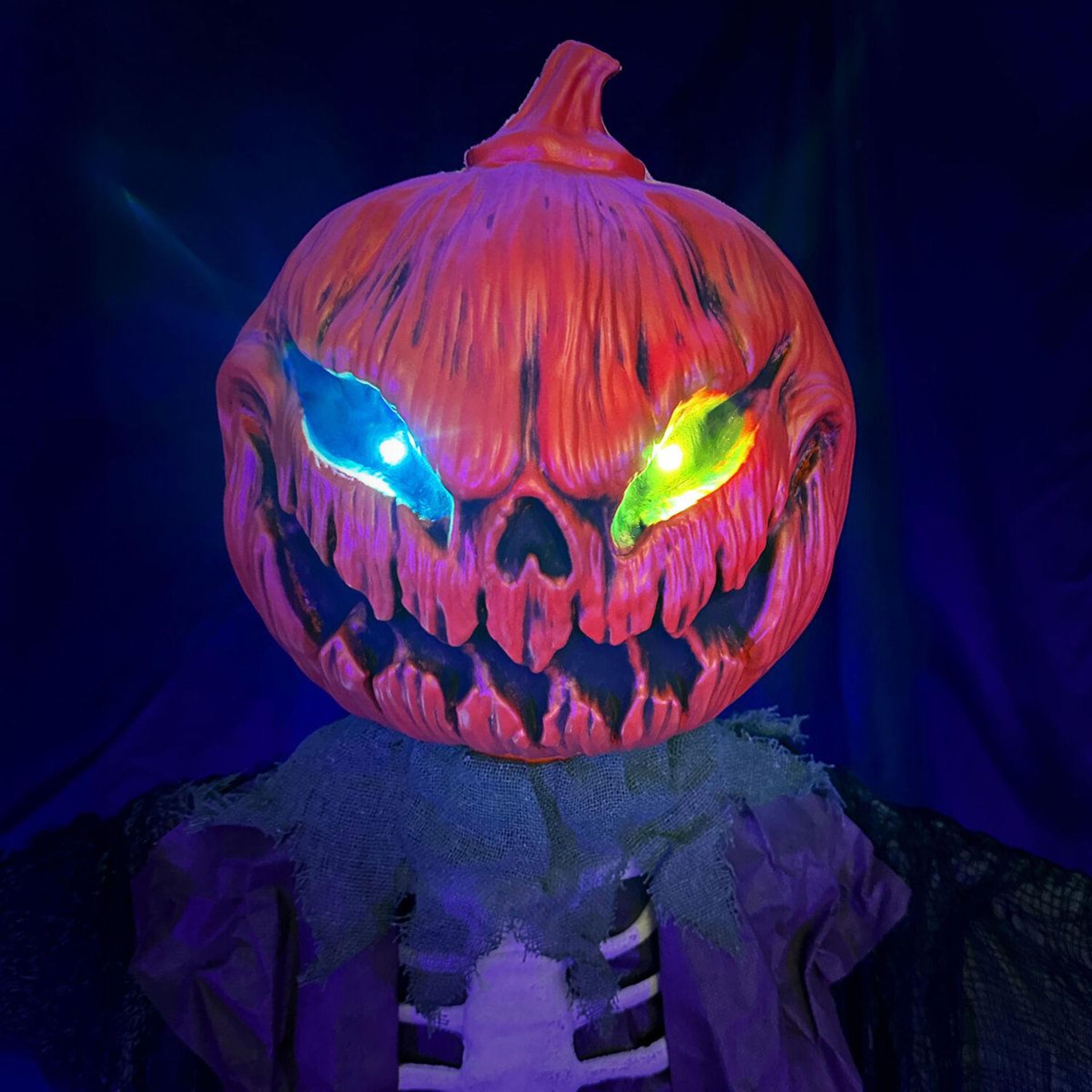 Animatronic Halloween Scarecrow With Light Up Pumpkin Head 2