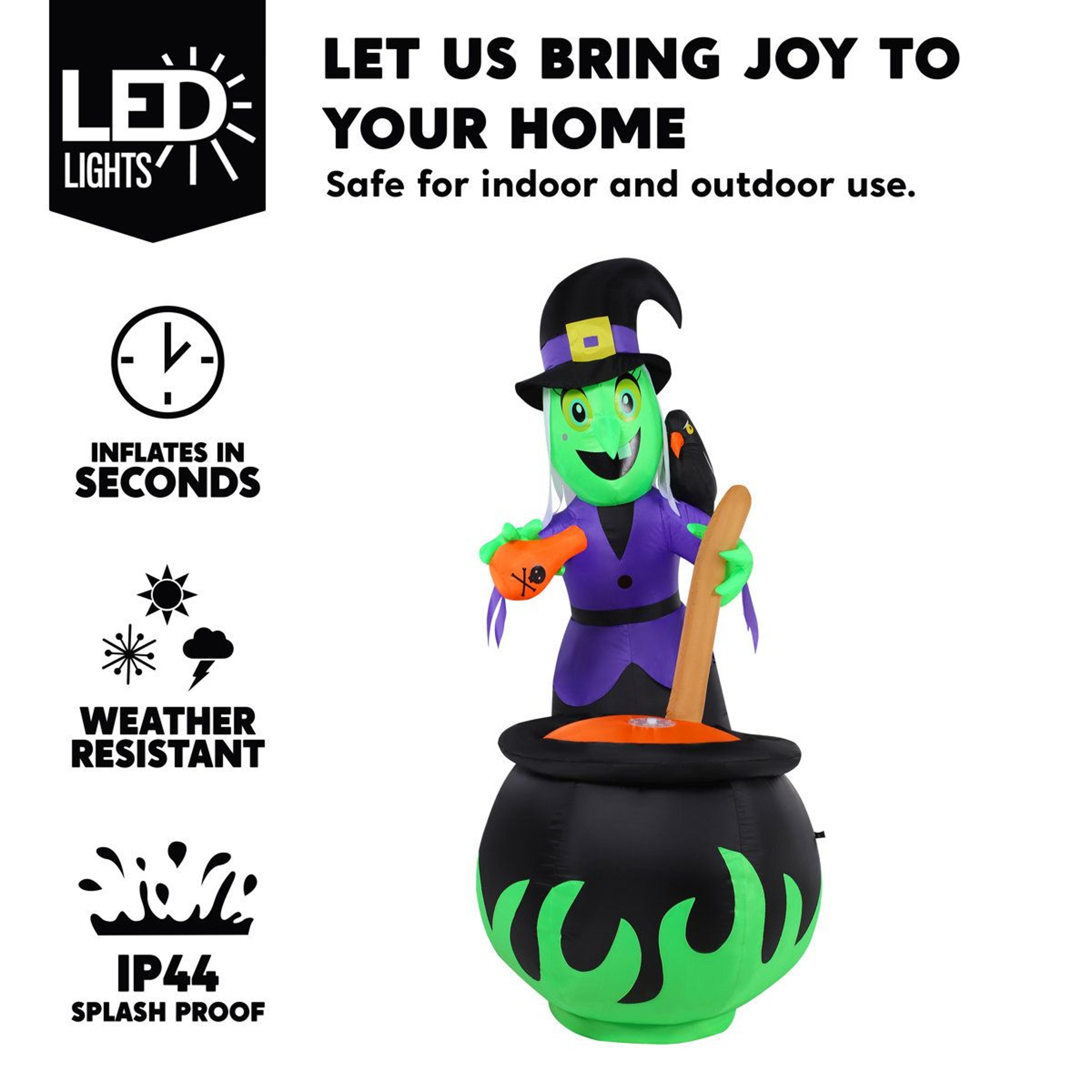 Halloween Witch Inflatable Outdoor Decoration With Cauldron 3
