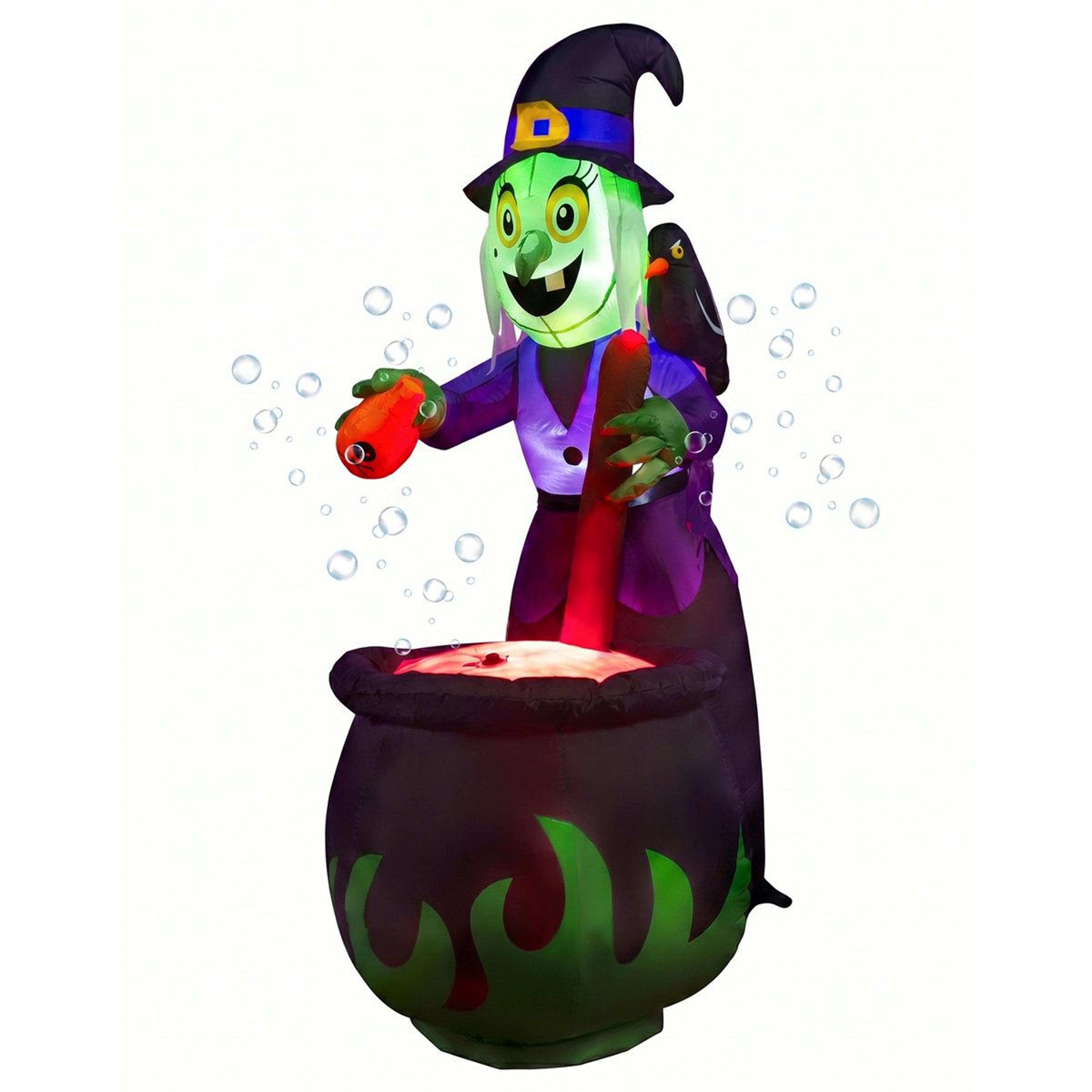 Halloween Witch Inflatable Outdoor Decoration With Cauldron 4