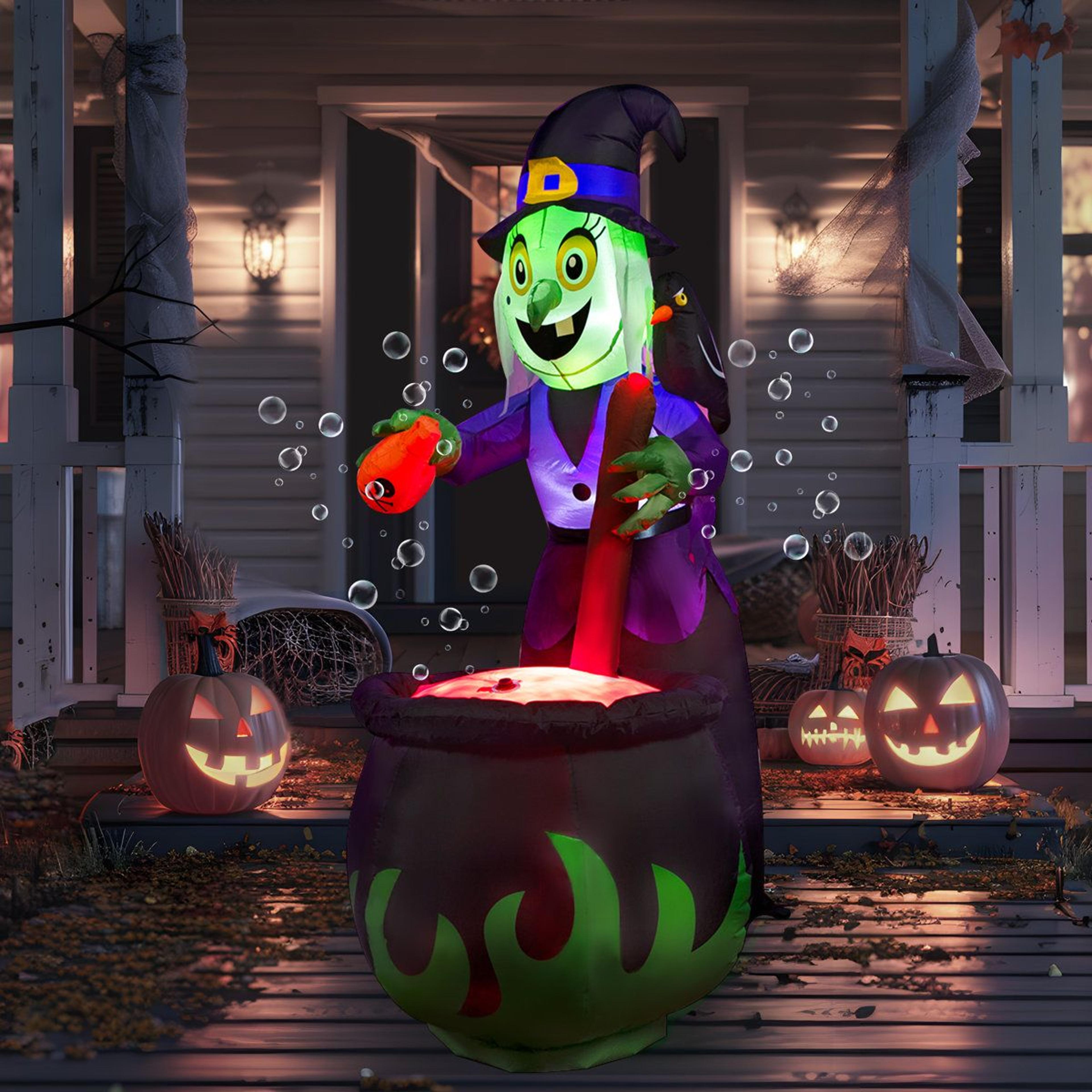 Halloween Witch Inflatable Outdoor Decoration With Cauldron 0