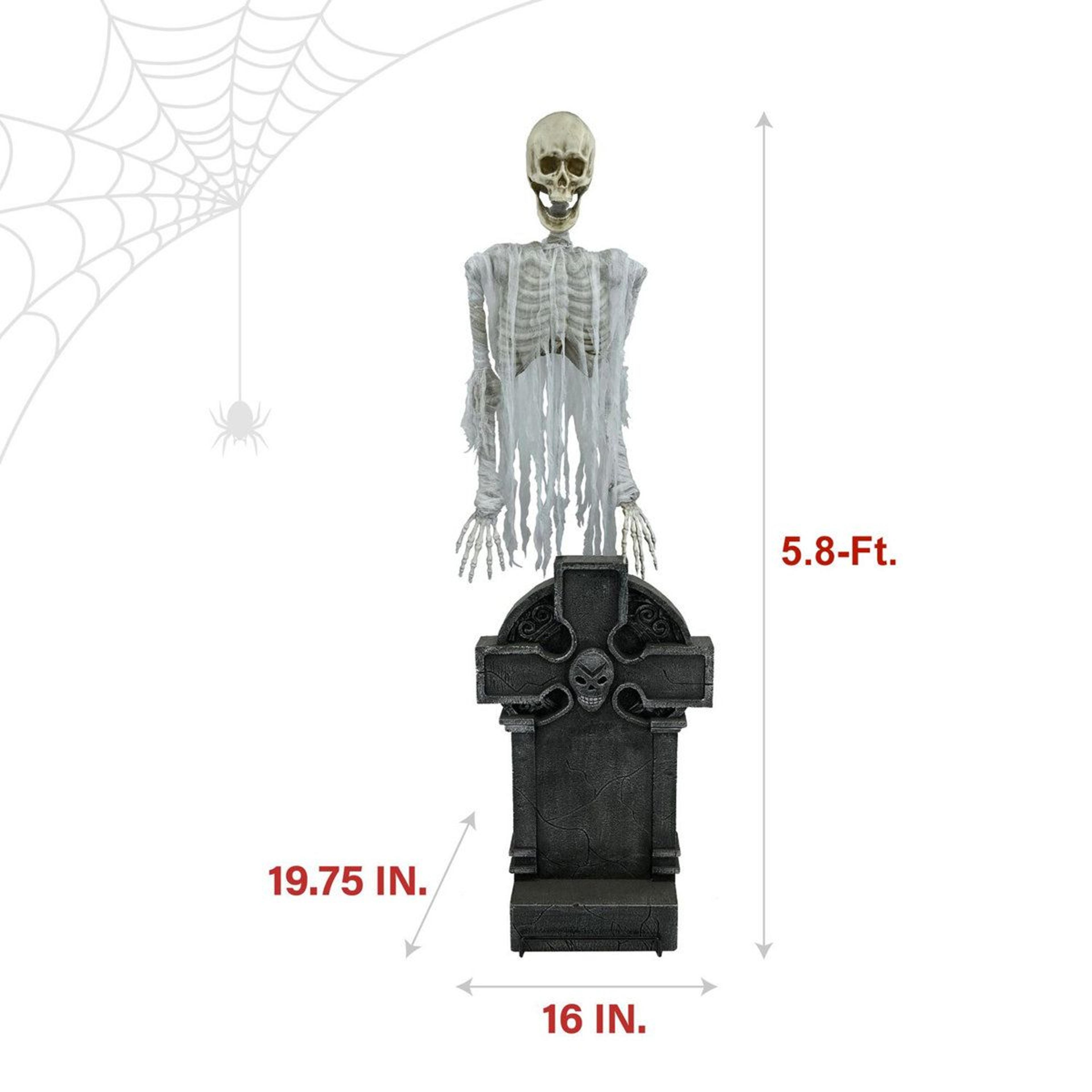 Motion Activated Floating Skeleton Ghost Halloween Animatronic With LED Lights 2