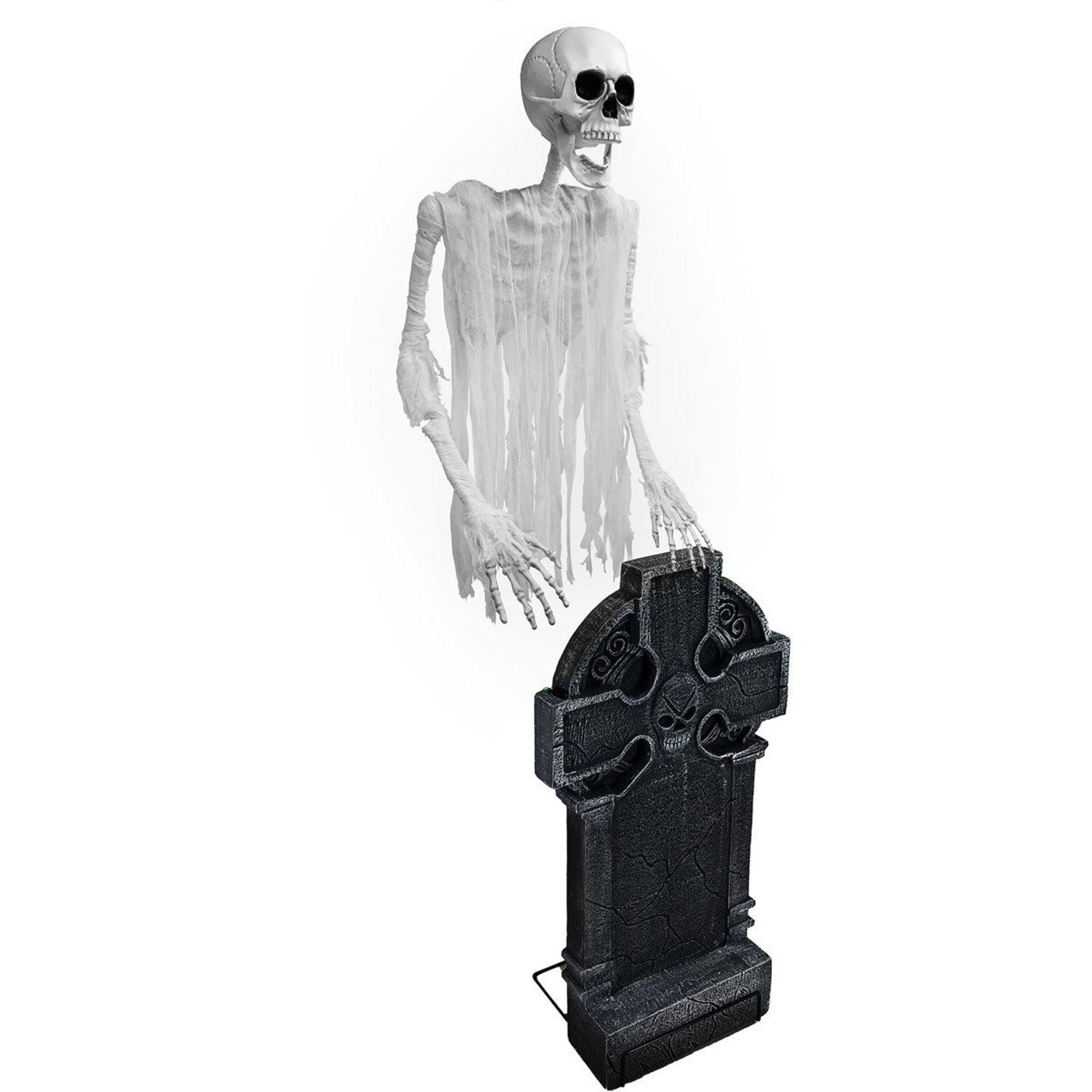 Motion Activated Floating Skeleton Ghost Halloween Animatronic With LED Lights 6