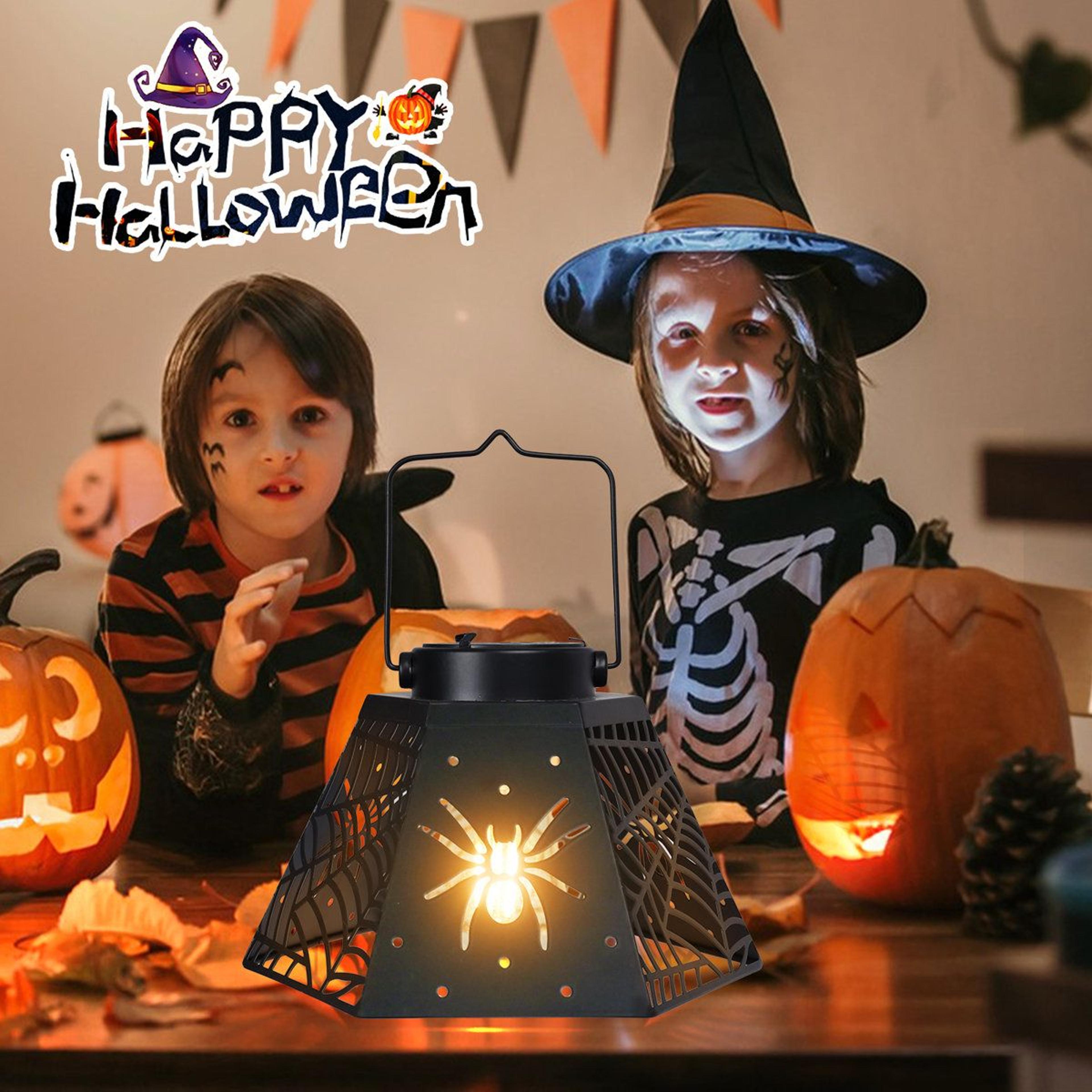 Halloween Solar Hanging Lanterns With Spider Web Metal Cutout Design 1