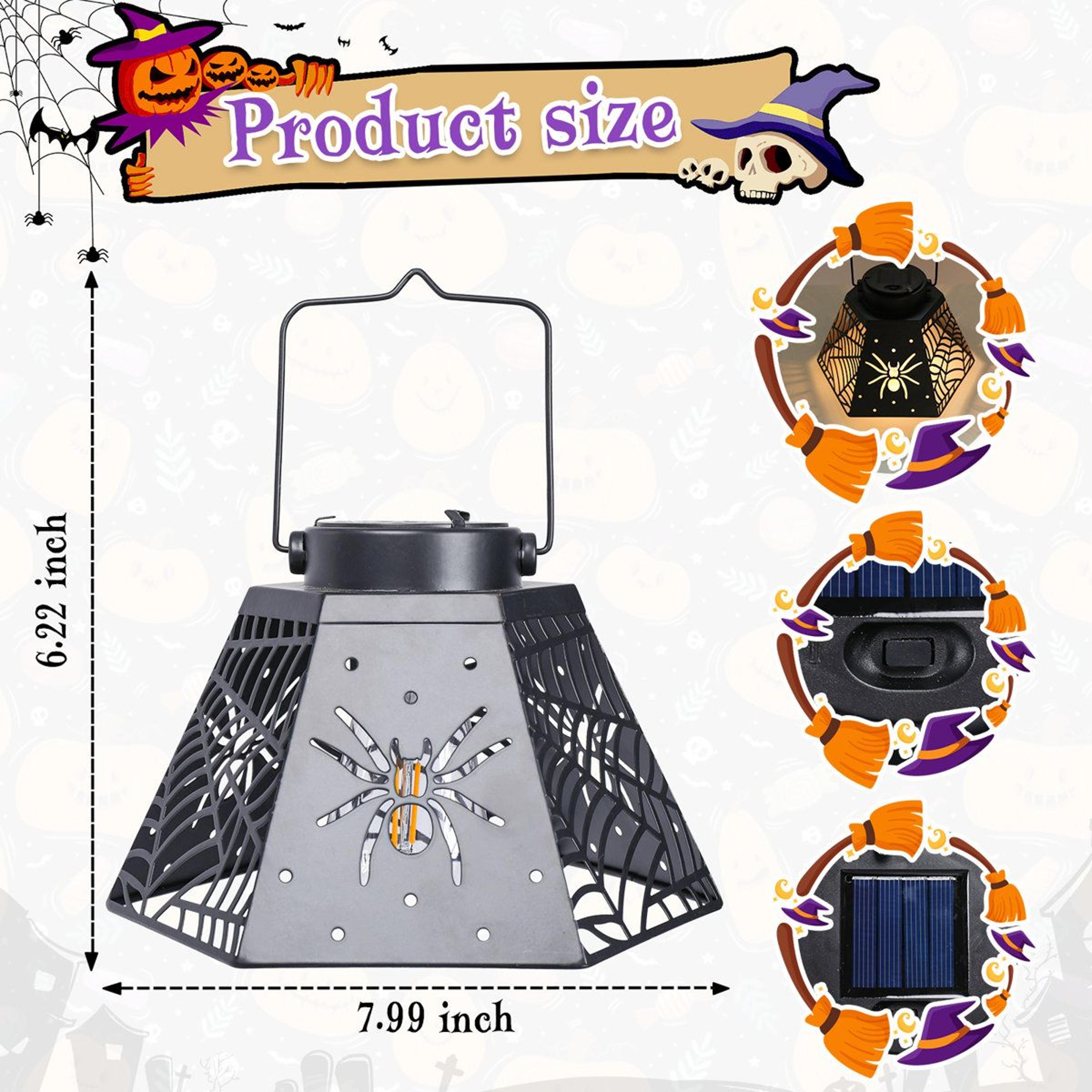 Halloween Solar Hanging Lanterns With Spider Web Metal Cutout Design 4