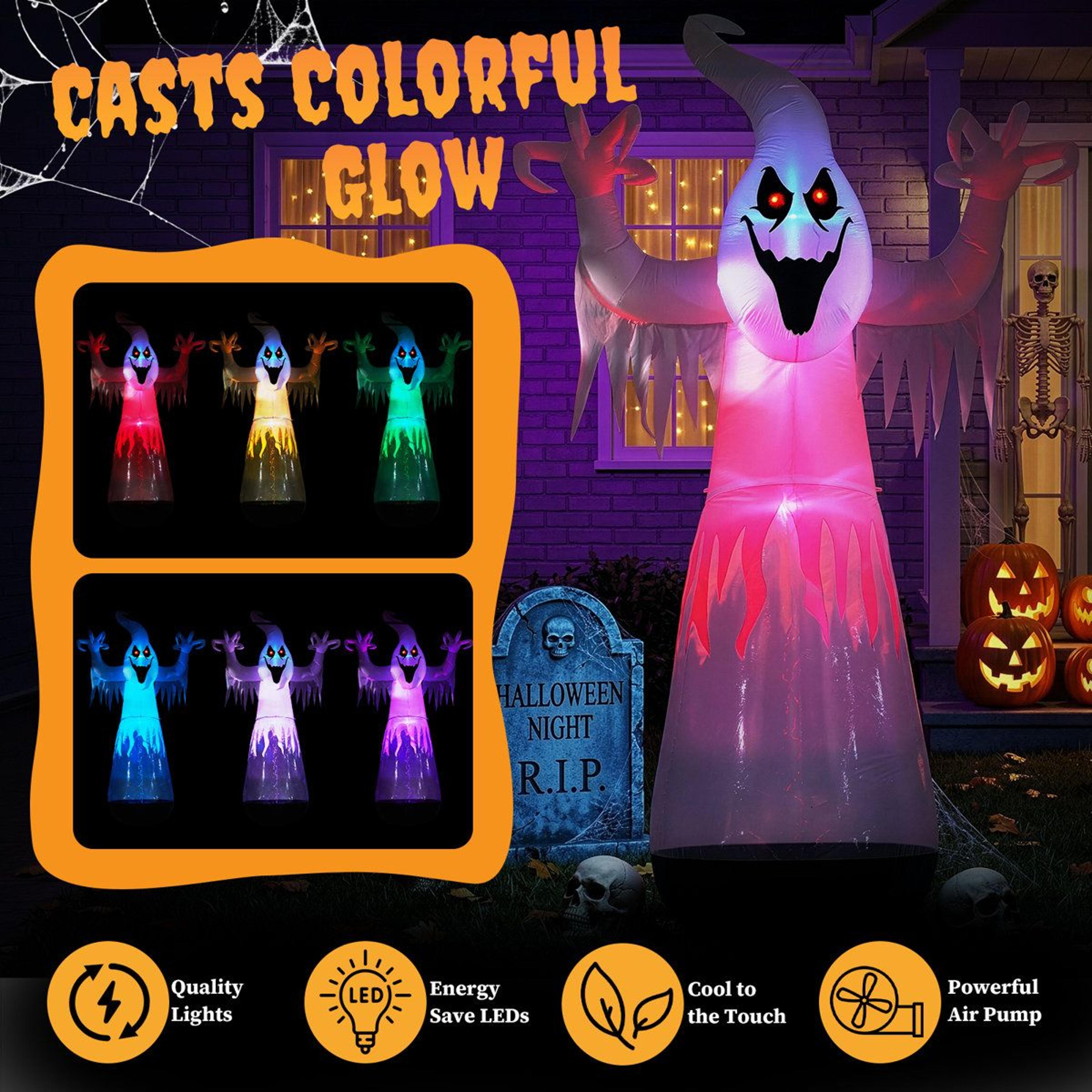 Inflatable Halloween Ghost With LED Lights For Outdoor Yard Decorations 1