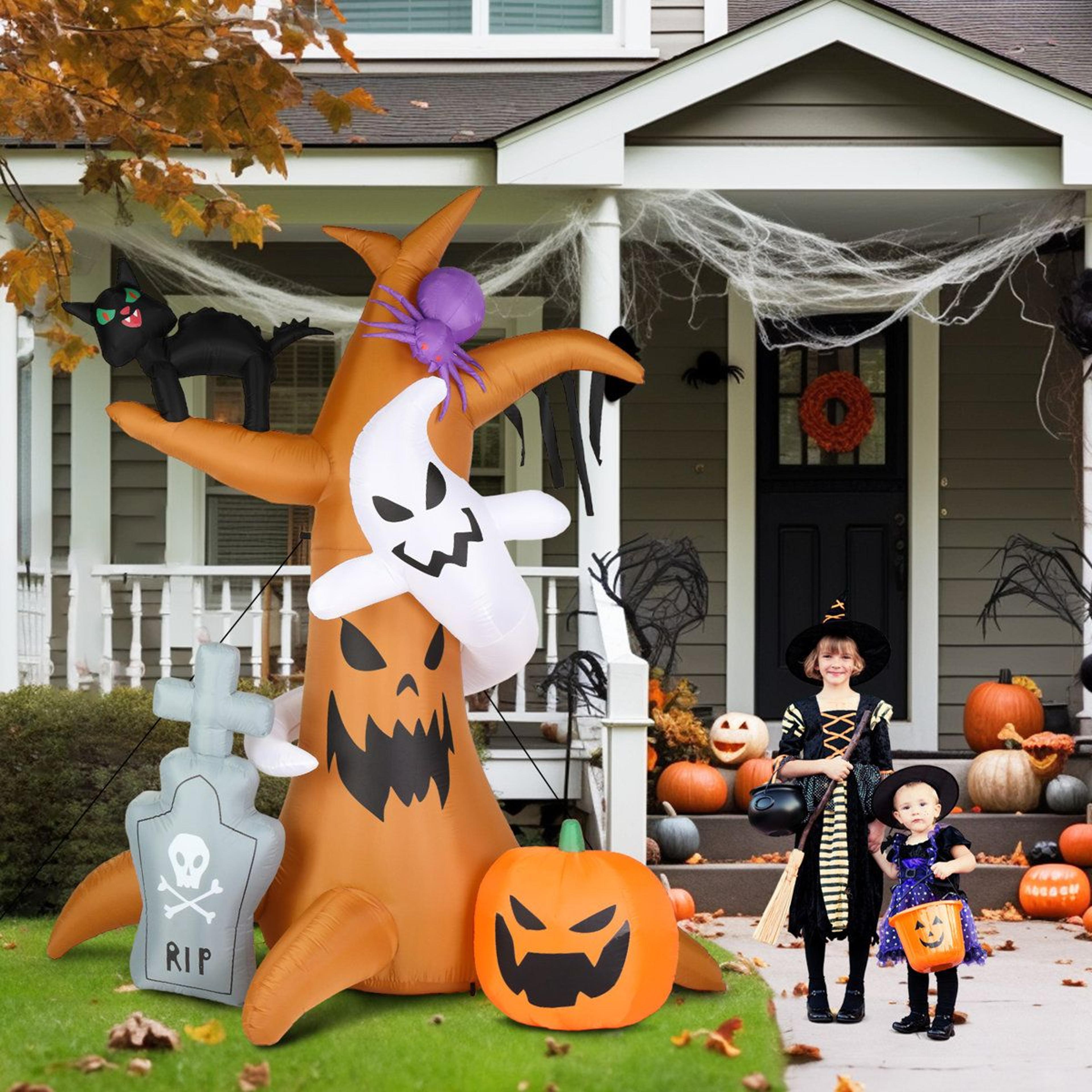 Outdoor Halloween Inflatable Ghost Pumpkin Tree With LED Lights 0