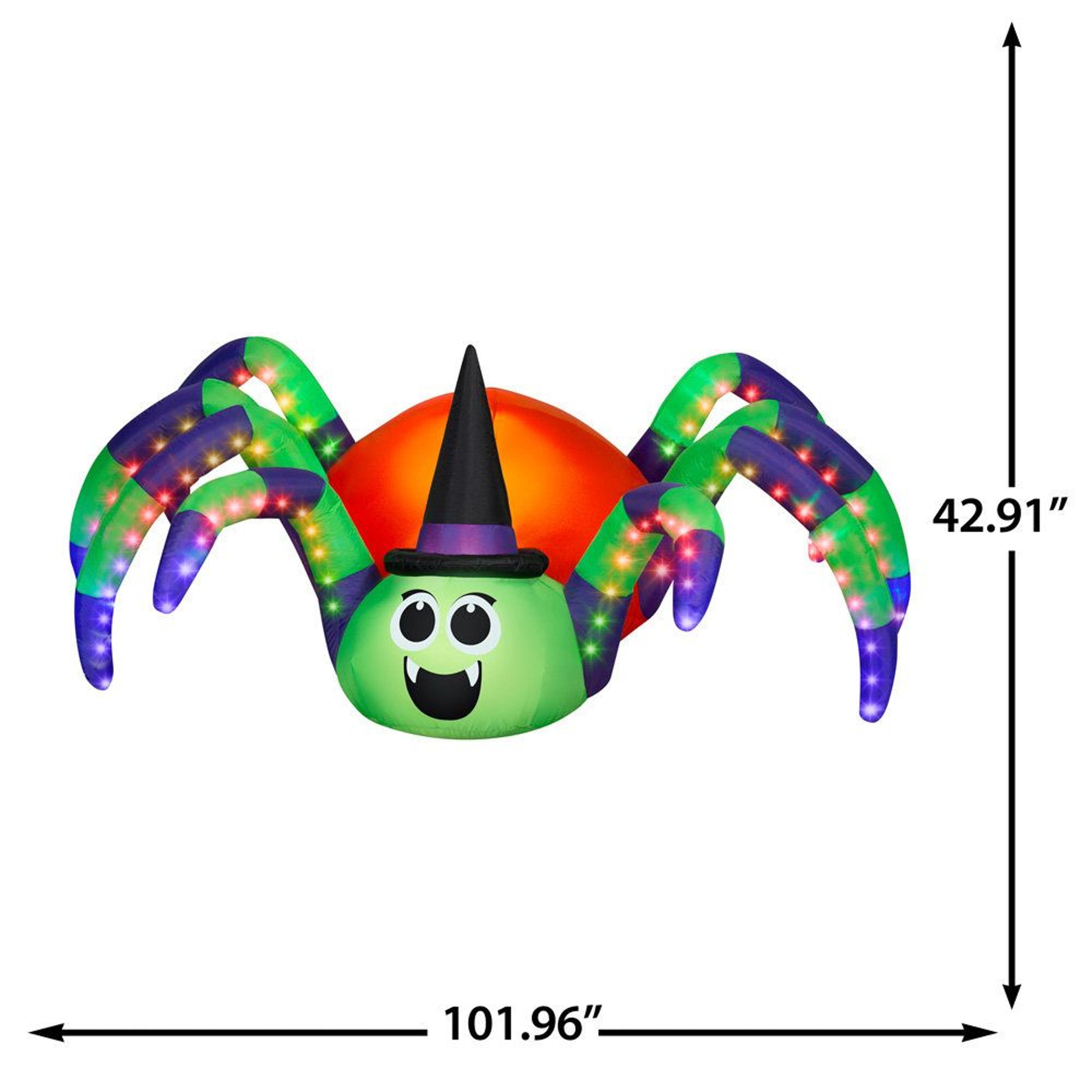 Animated Halloween Inflatable Spider With Rainbow Lights And Moving Head 1