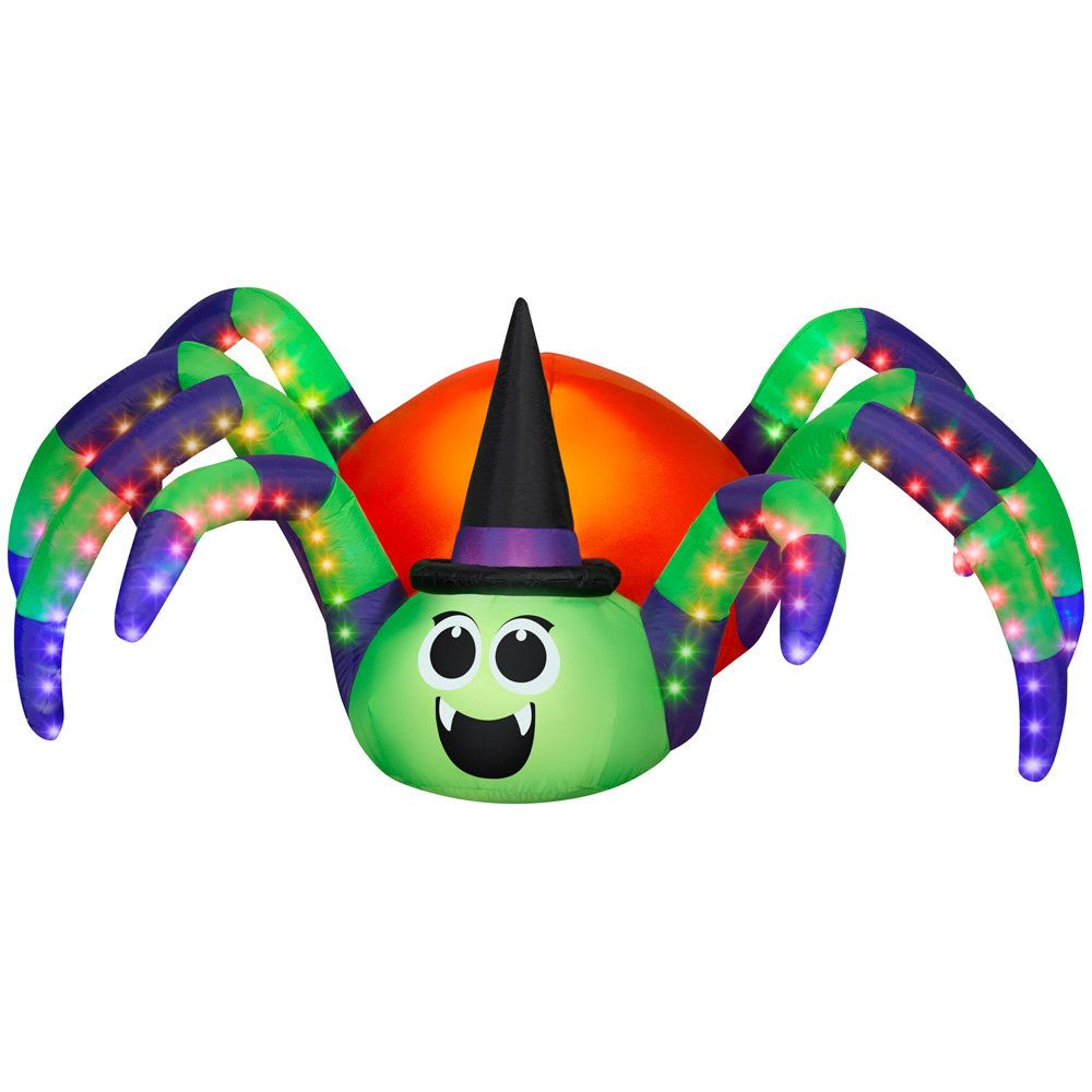Animated Halloween Inflatable Spider With Rainbow Lights And Moving Head 3