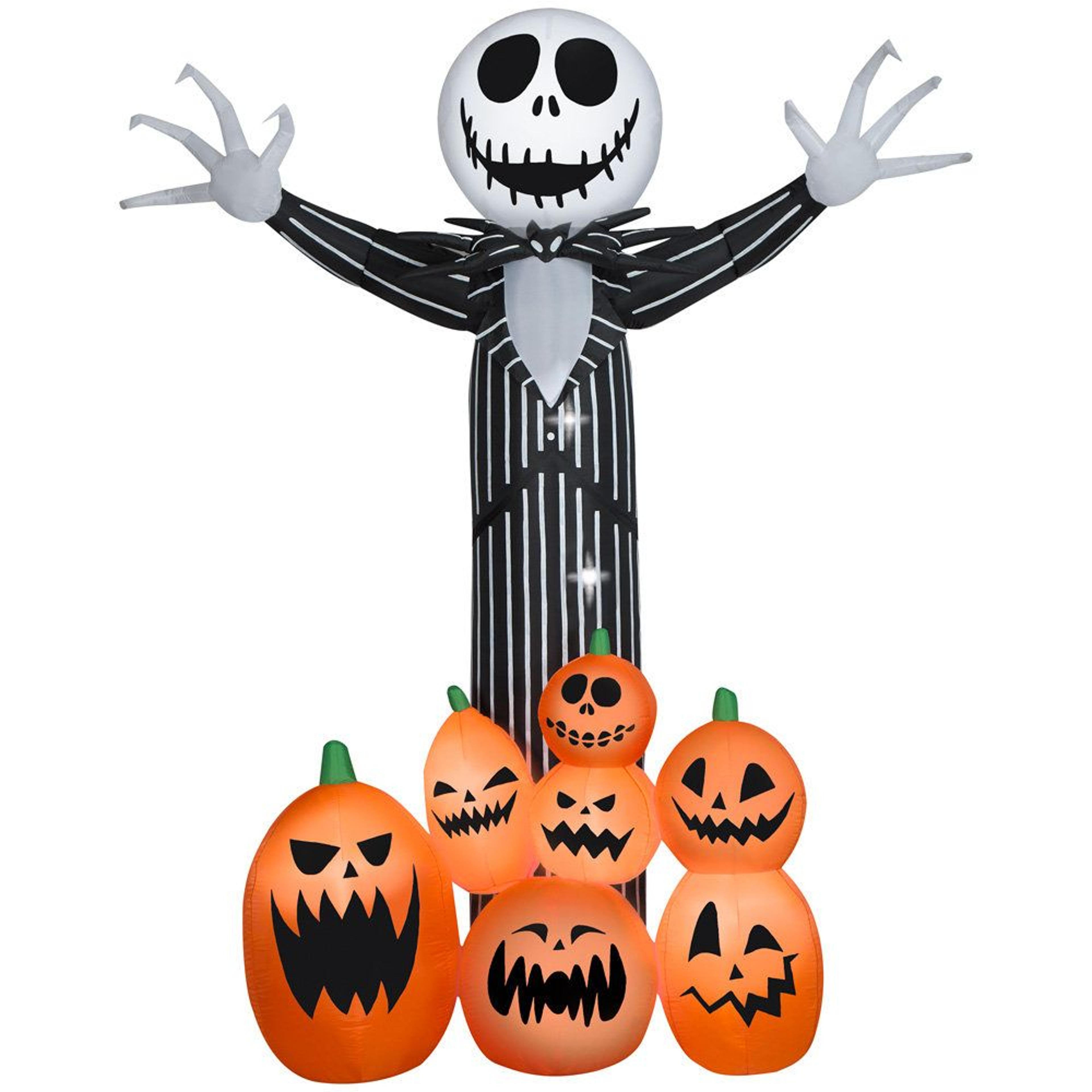 Jack Skellington Halloween Inflatable With Light Up Jack O Lanterns 3