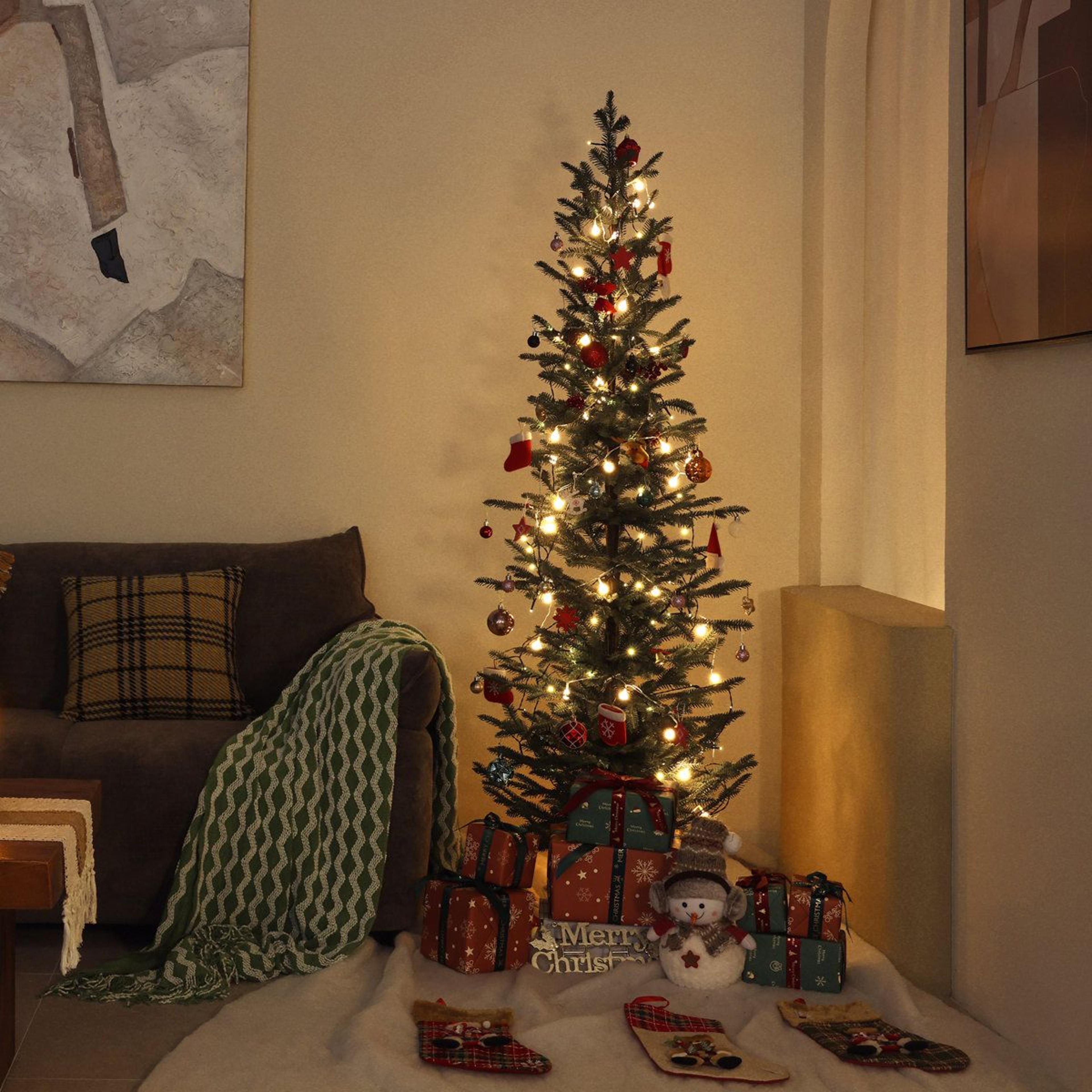 Artificial Pine Christmas Tree With Realistic PE Branches And Metal Stand 4