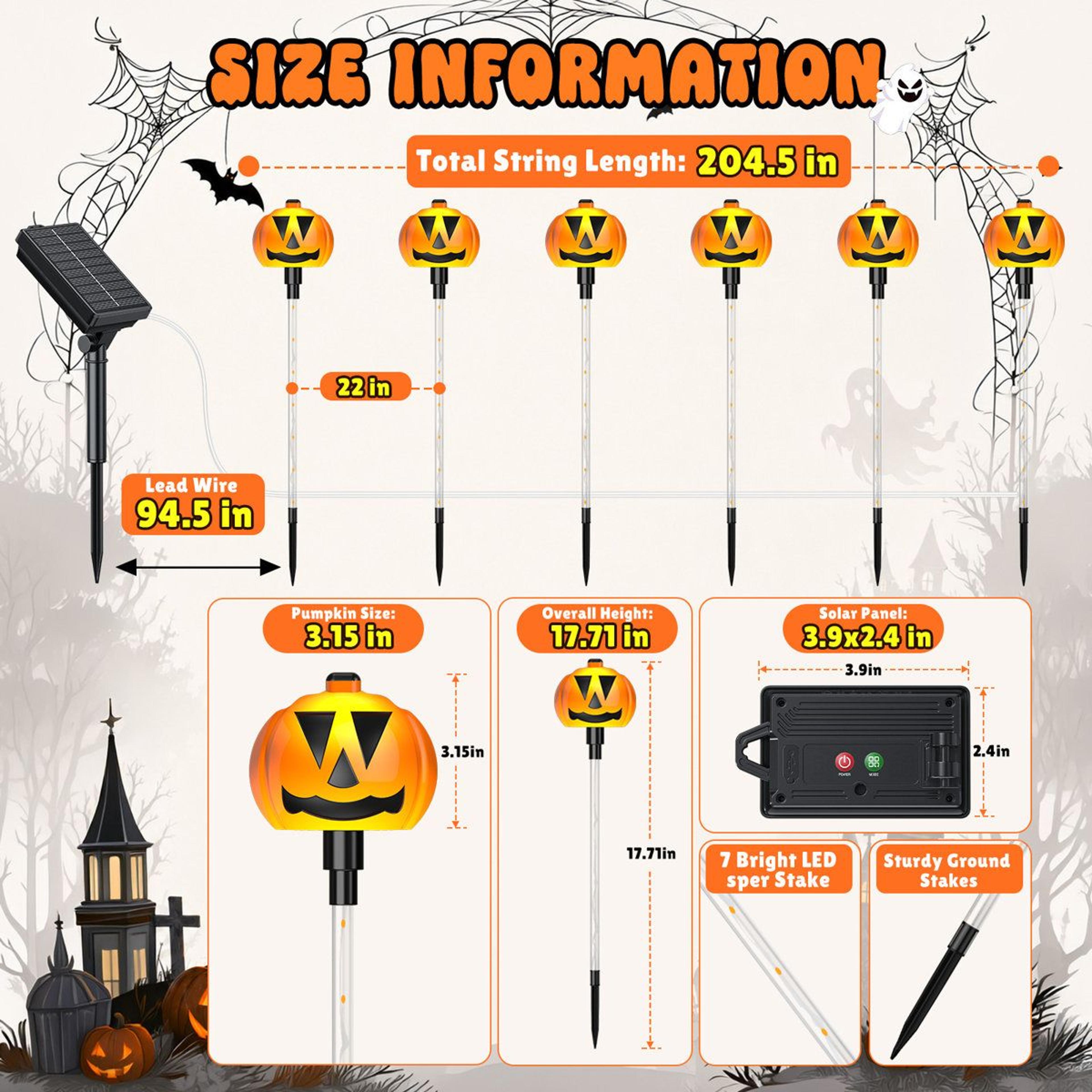 Solar Pumpkin Pathway Lights With Lighting Modes For Halloween Outdoor Decor 2