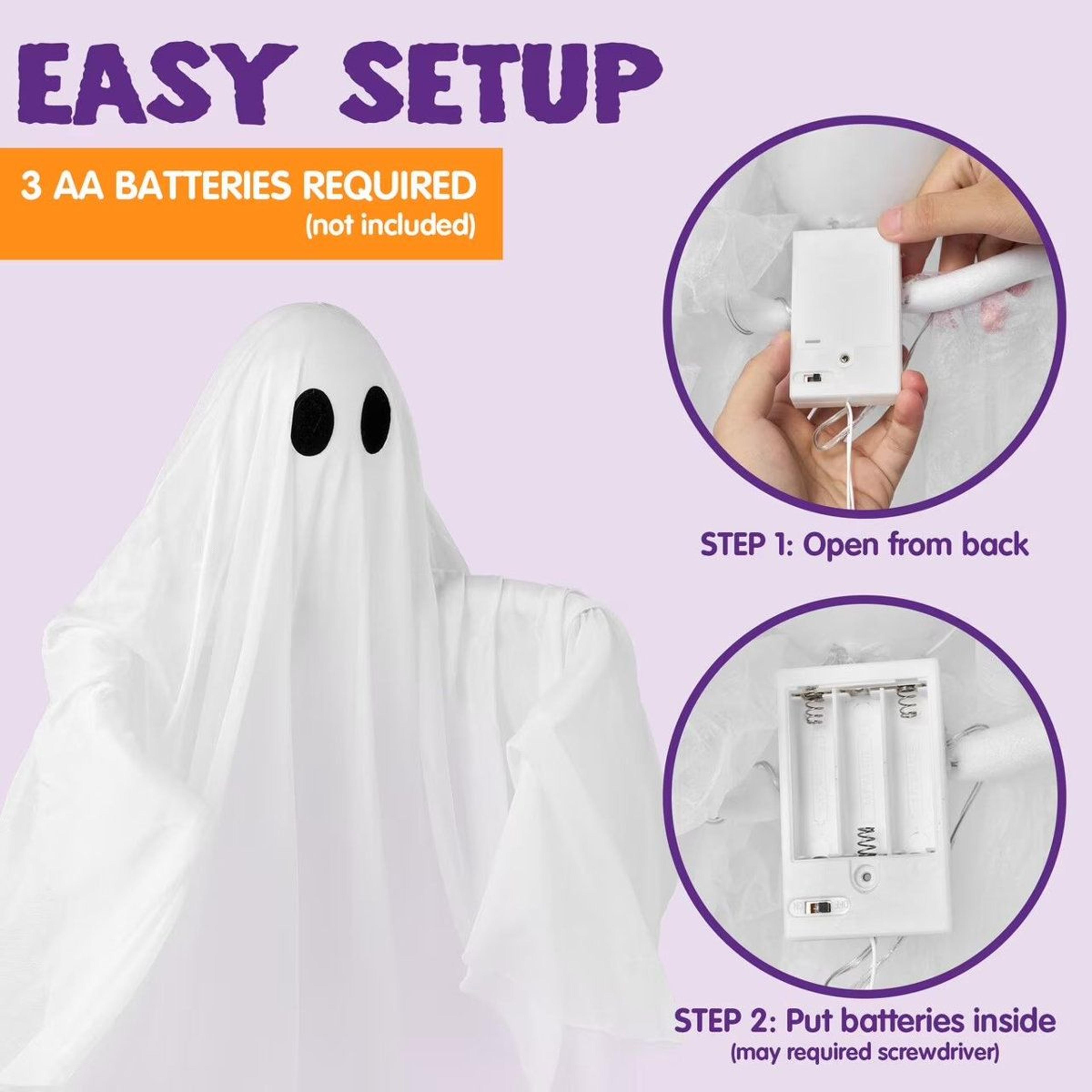 Hanging Halloween Ghost Decoration With Blue LED Light 1