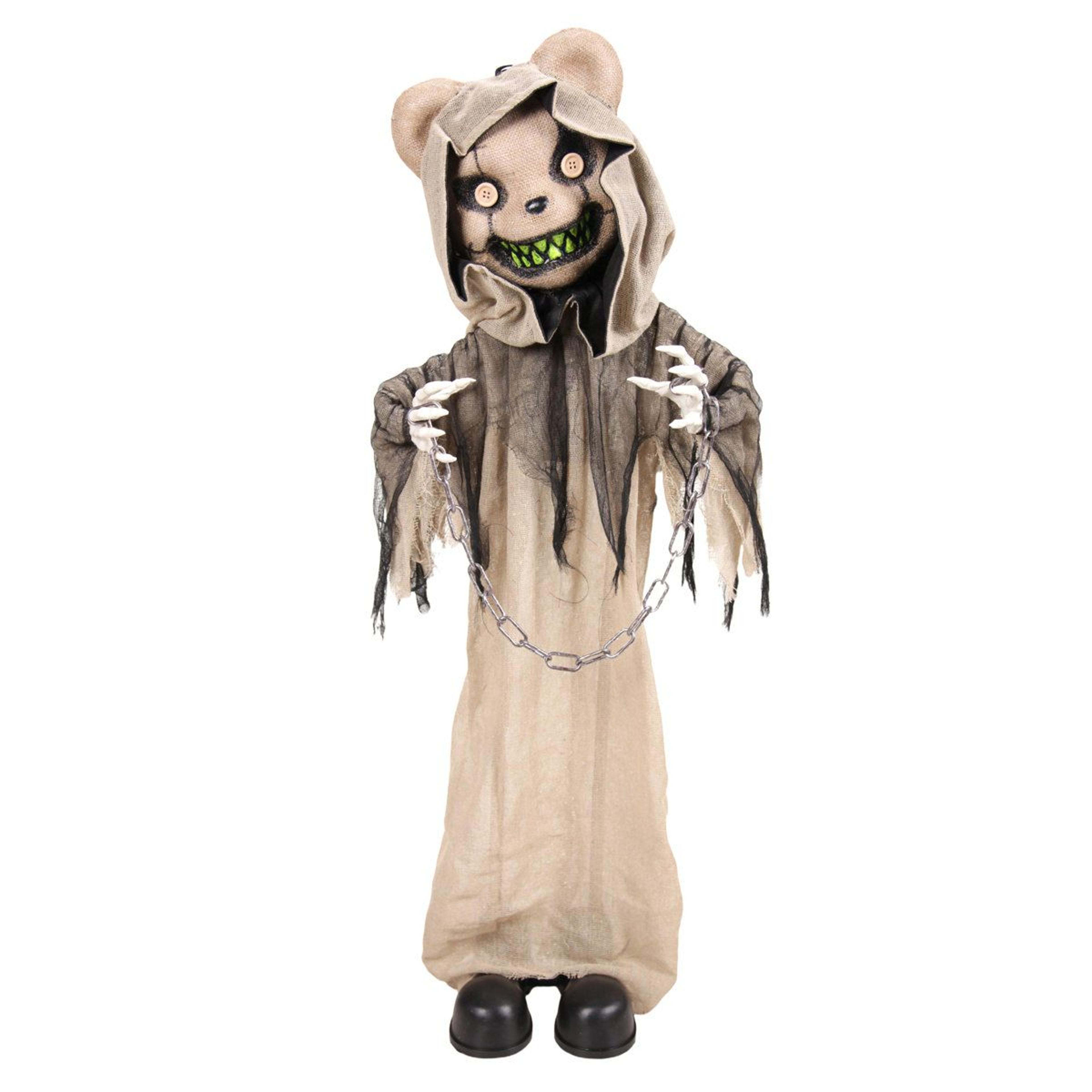 animated halloween bear animatronic with moving body and glowing red led eyes
