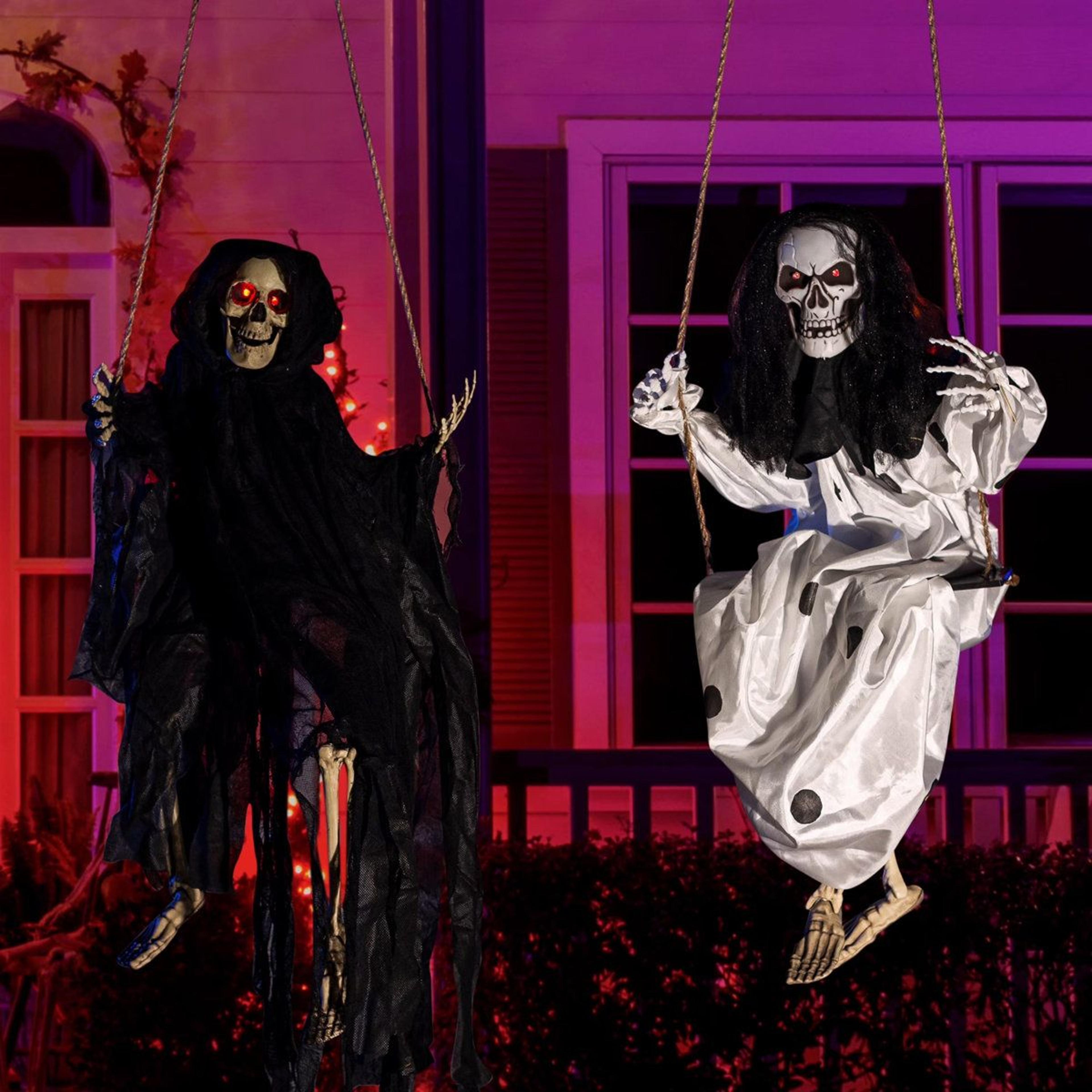 Hanging Halloween Ghost And Skeleton Decorations With LED Glowing Eyes 4