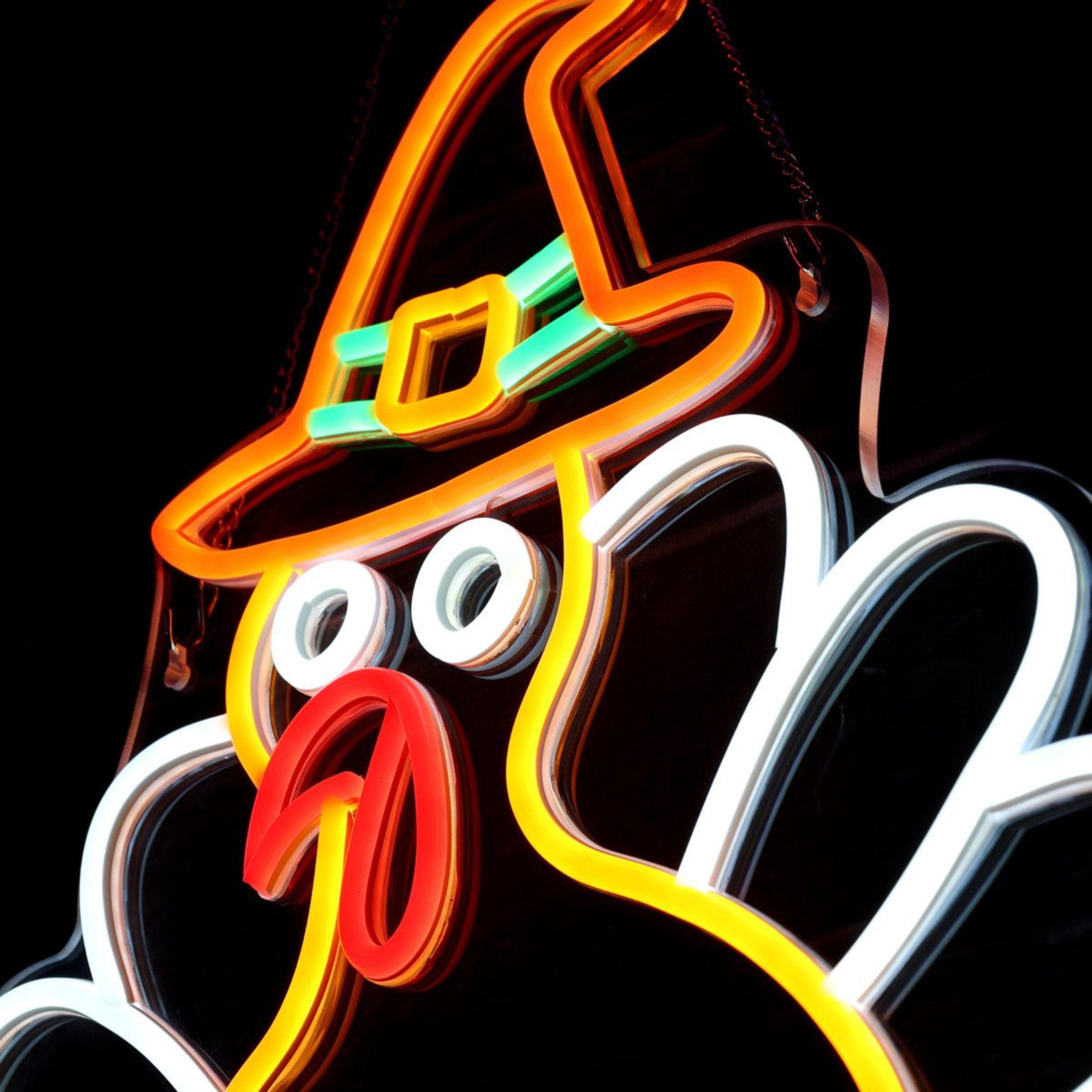 led turkey thanksgiving decoration in yellow and orange
