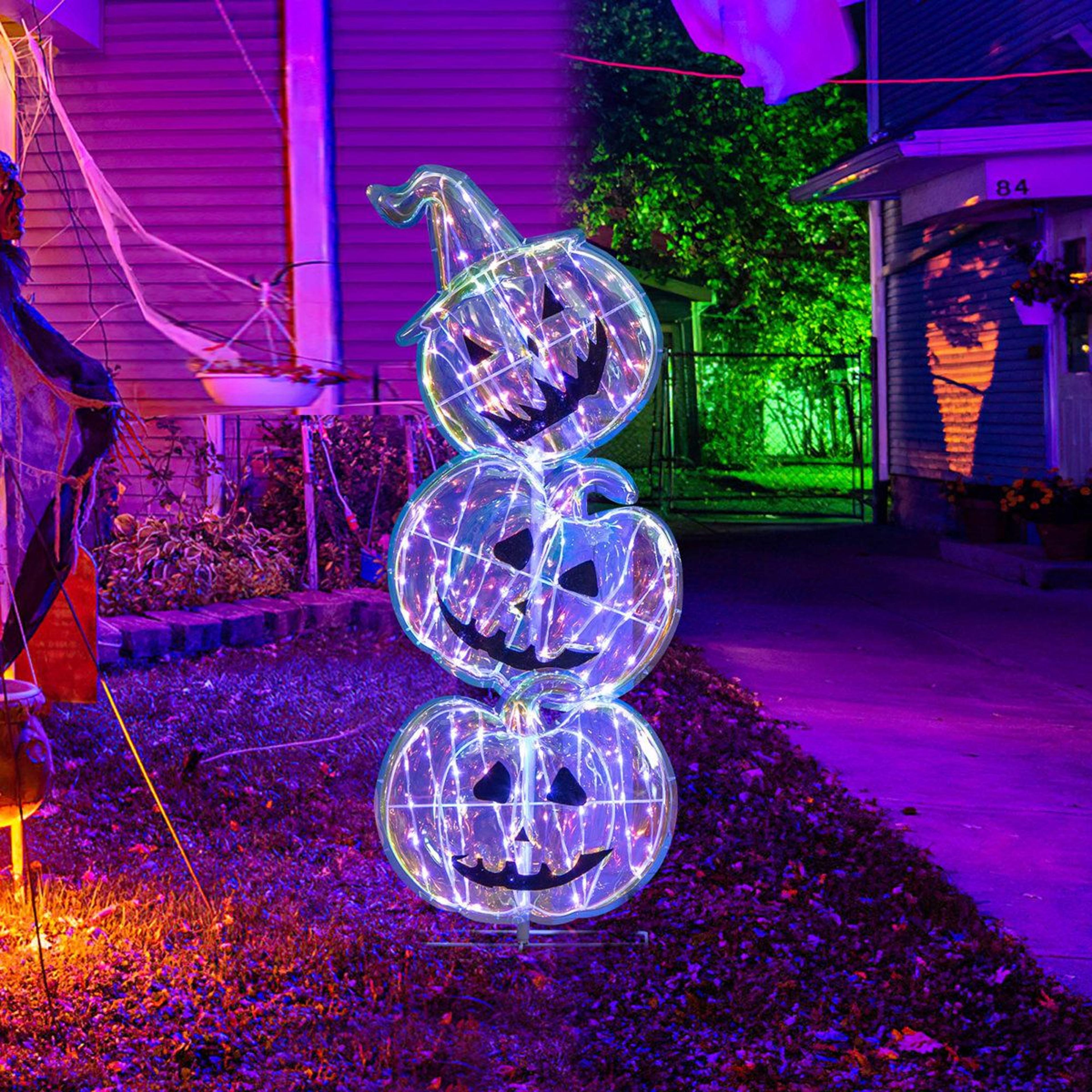 Lighted Stacked Pumpkins Halloween Yard Decoration With LED Lights 4