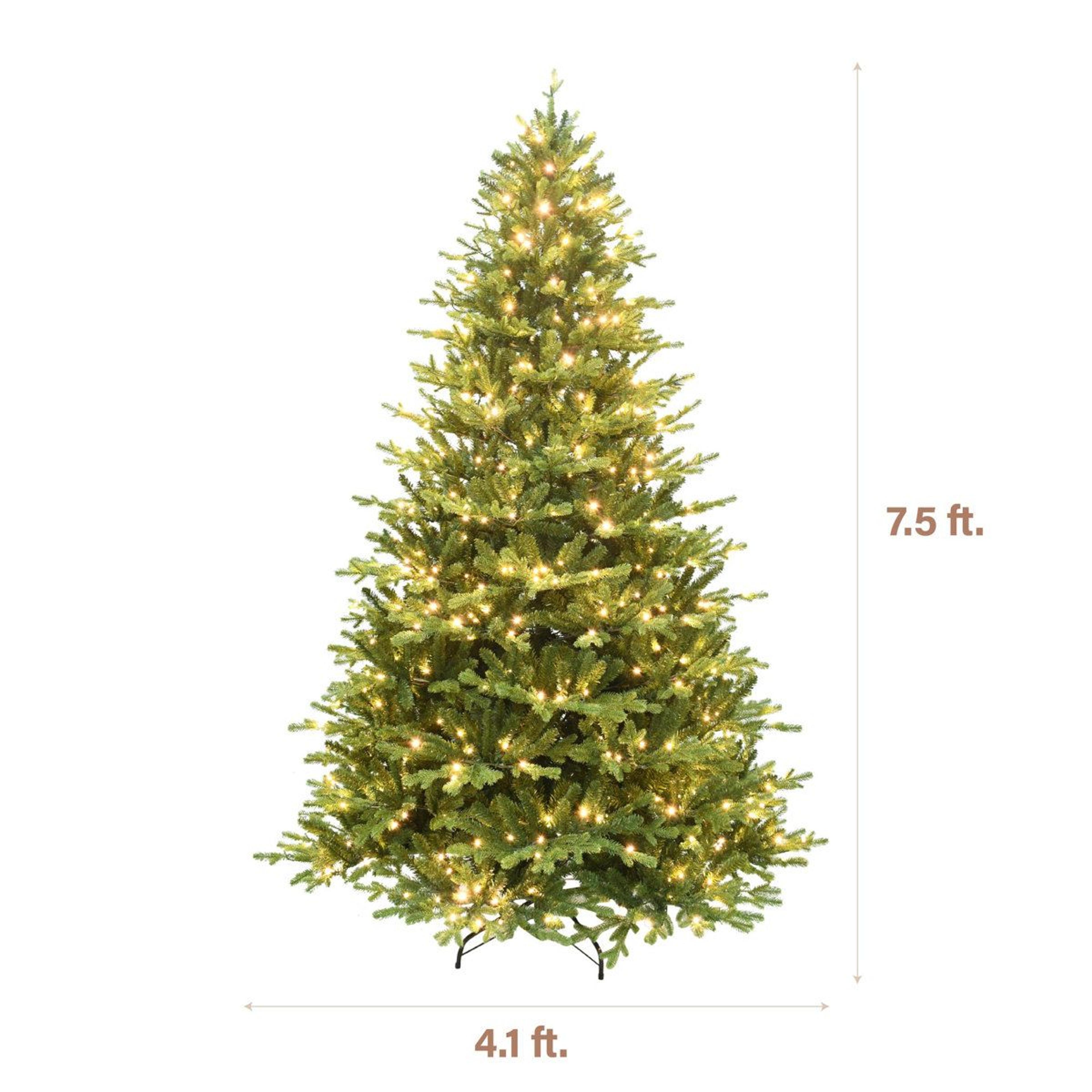 Pre Lit Artificial Christmas Tree With Warm White LED Lights And Hinged Branches 6