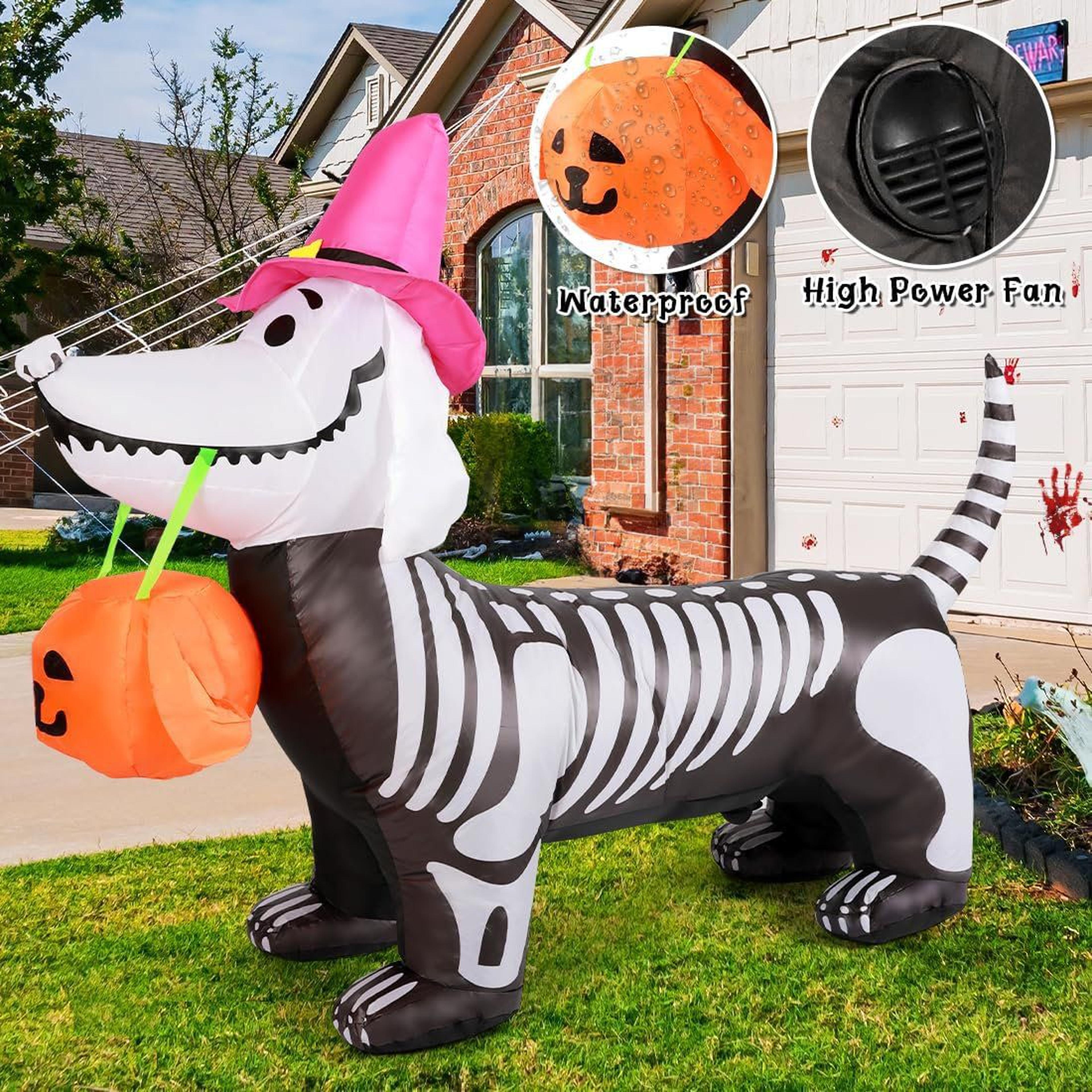 Halloween Inflatable Skeleton Dog With Built In LED Lights 2