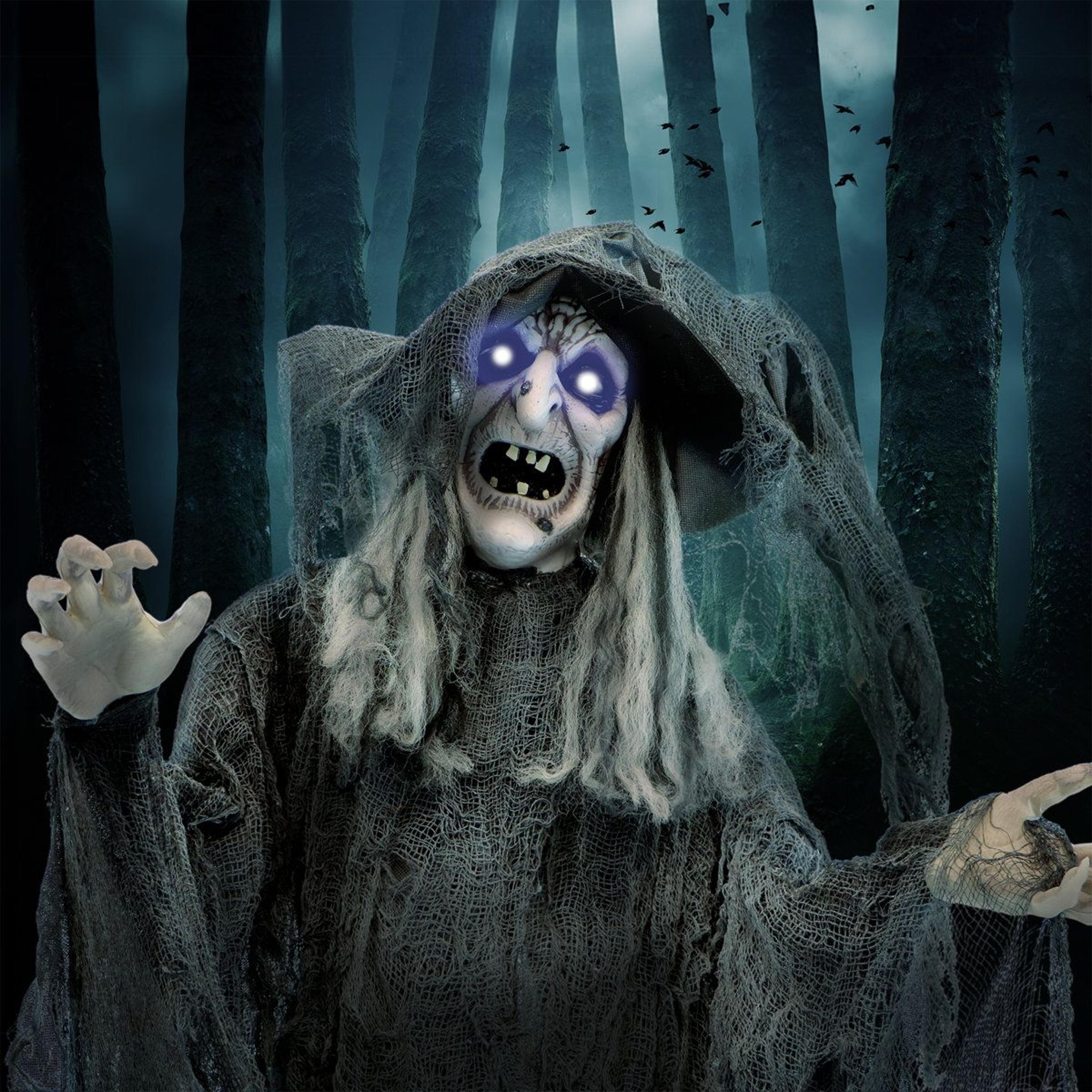 animated standing witch halloween decoration with led lights and sound