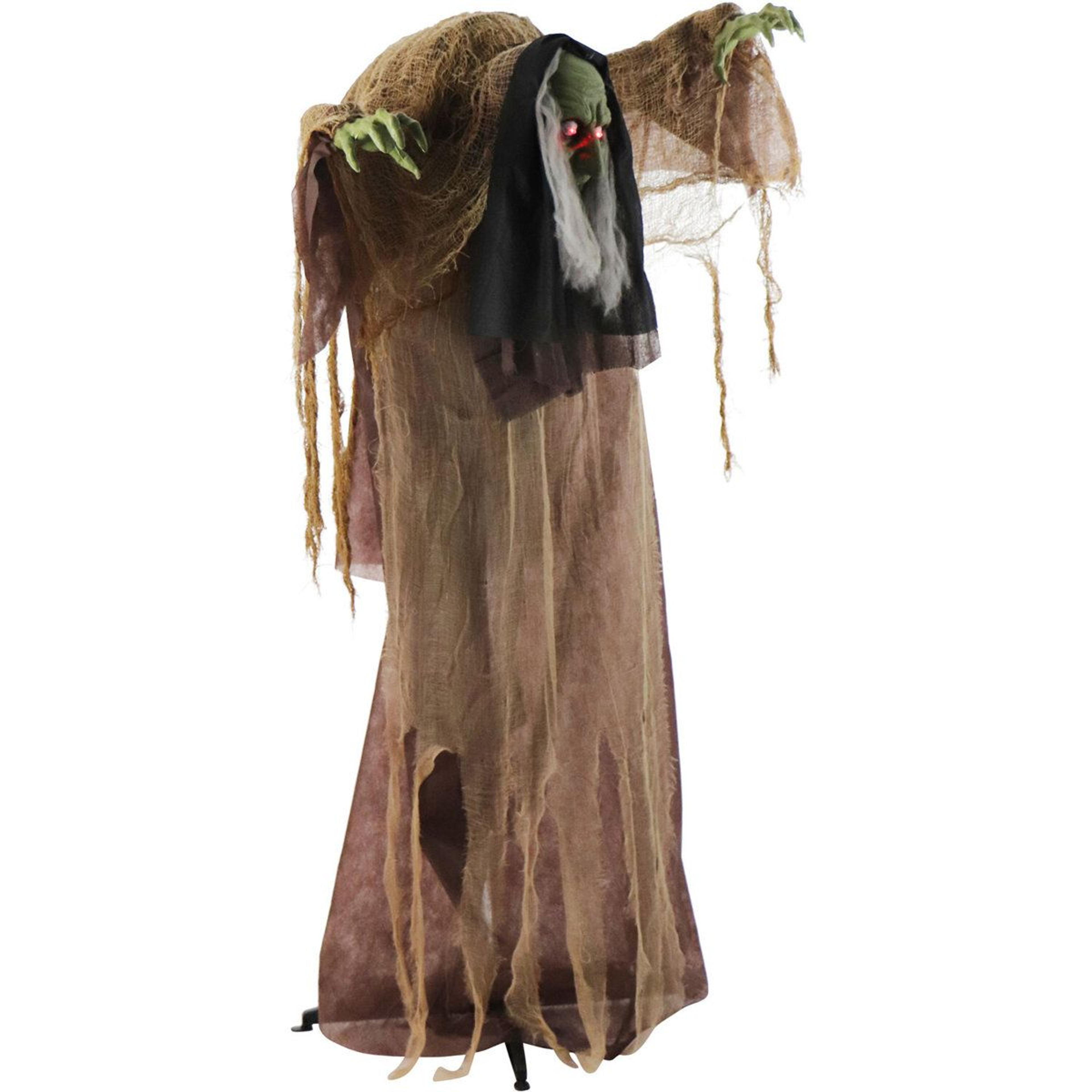 talking hunchback witch halloween animatronic with movement and led lights
