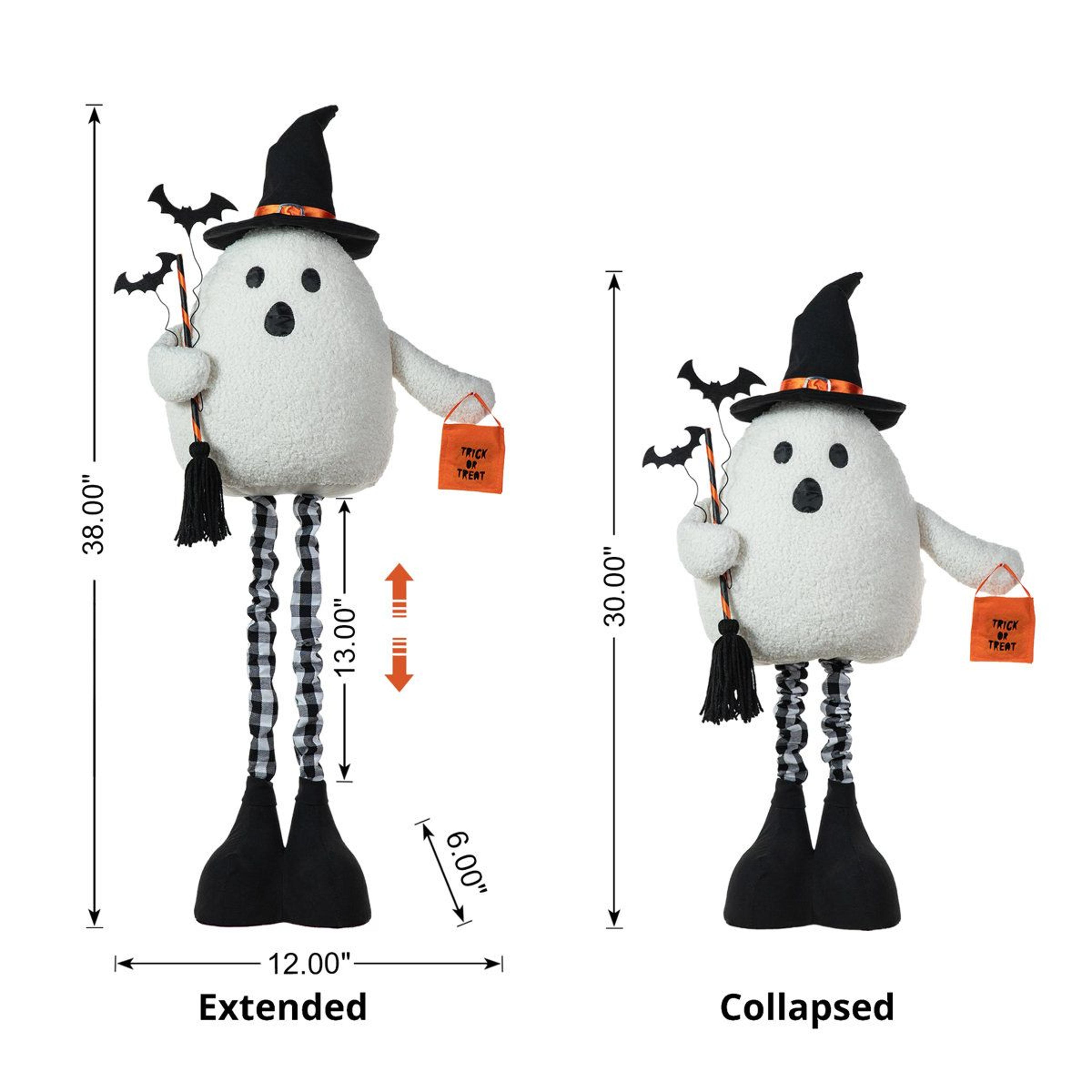 Lighted Halloween Ghost Decoration With Telescoping Legs And Timer 3