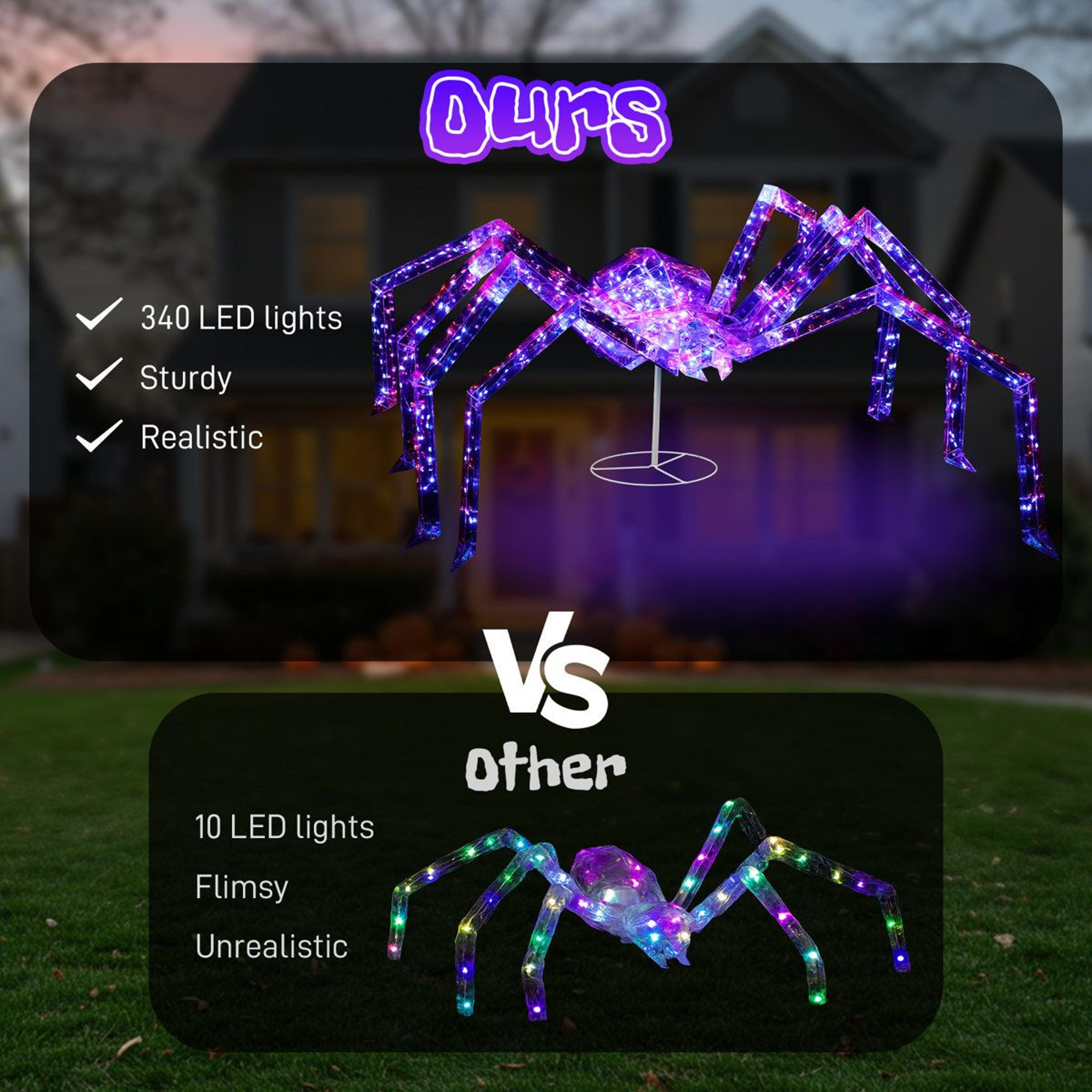 Lighted Halloween Spider Decoration With Purple Lights 4