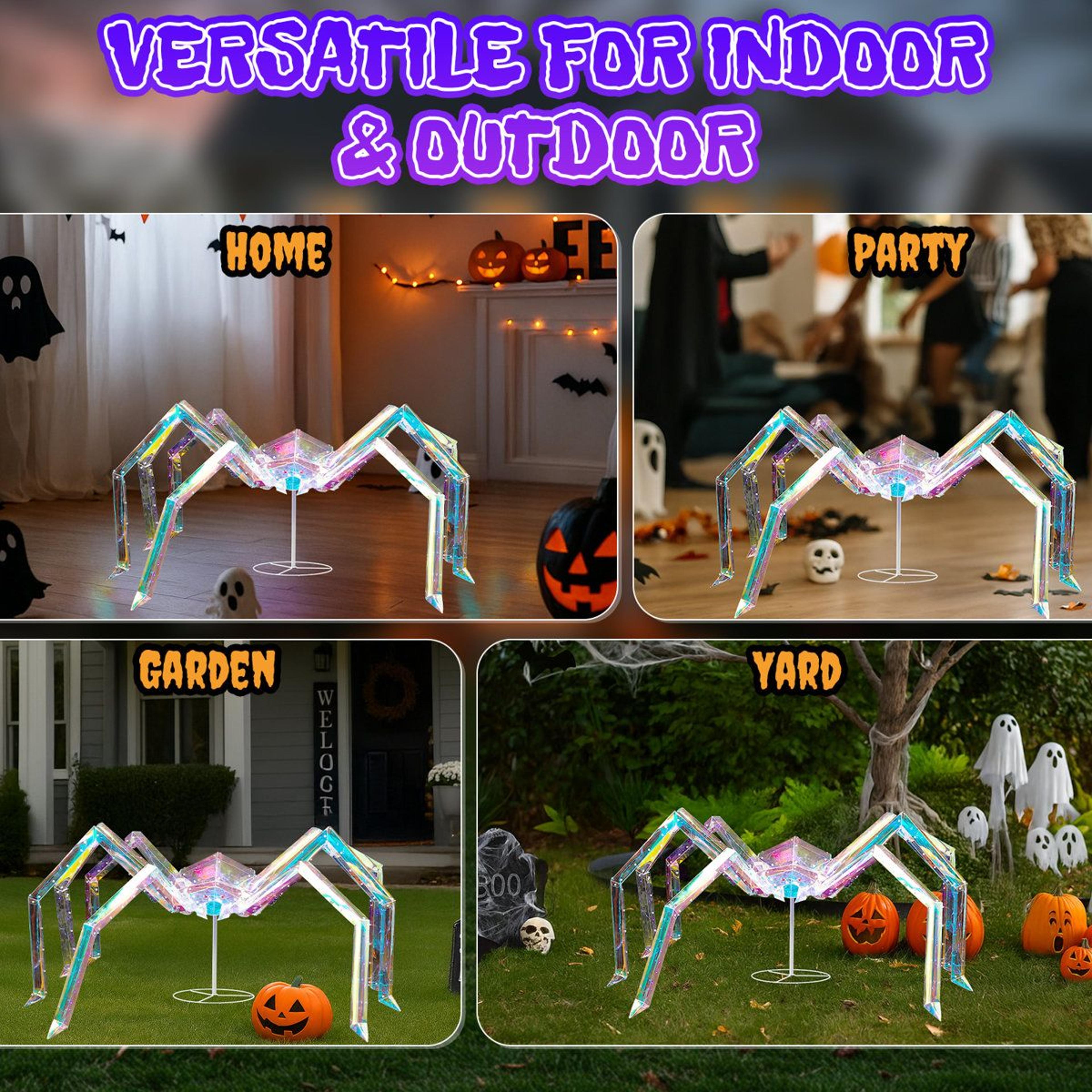Lighted Halloween Spider Decoration With Purple Lights 3