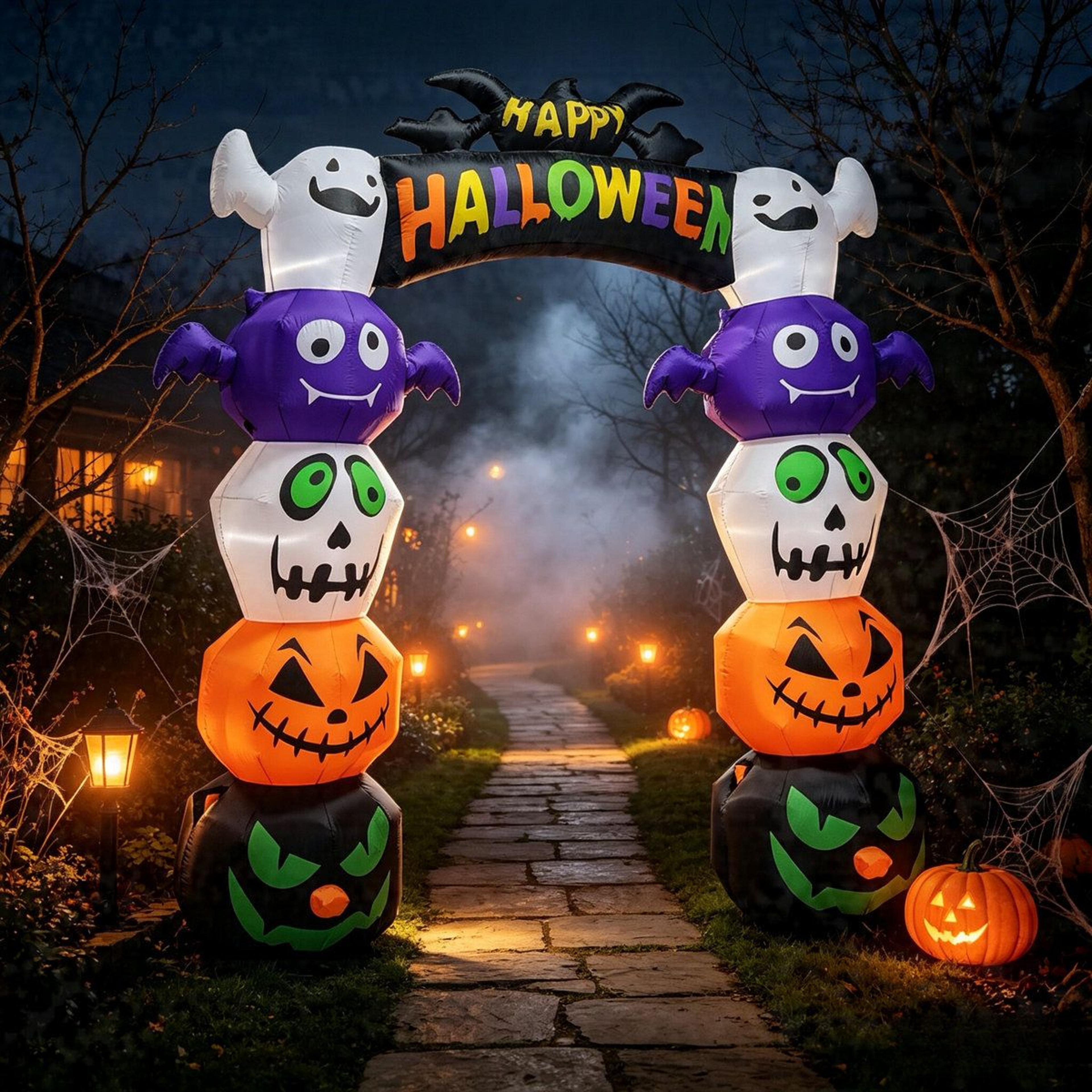 Halloween Inflatable Arch With LED Lights And Spooky Character Decorations 1
