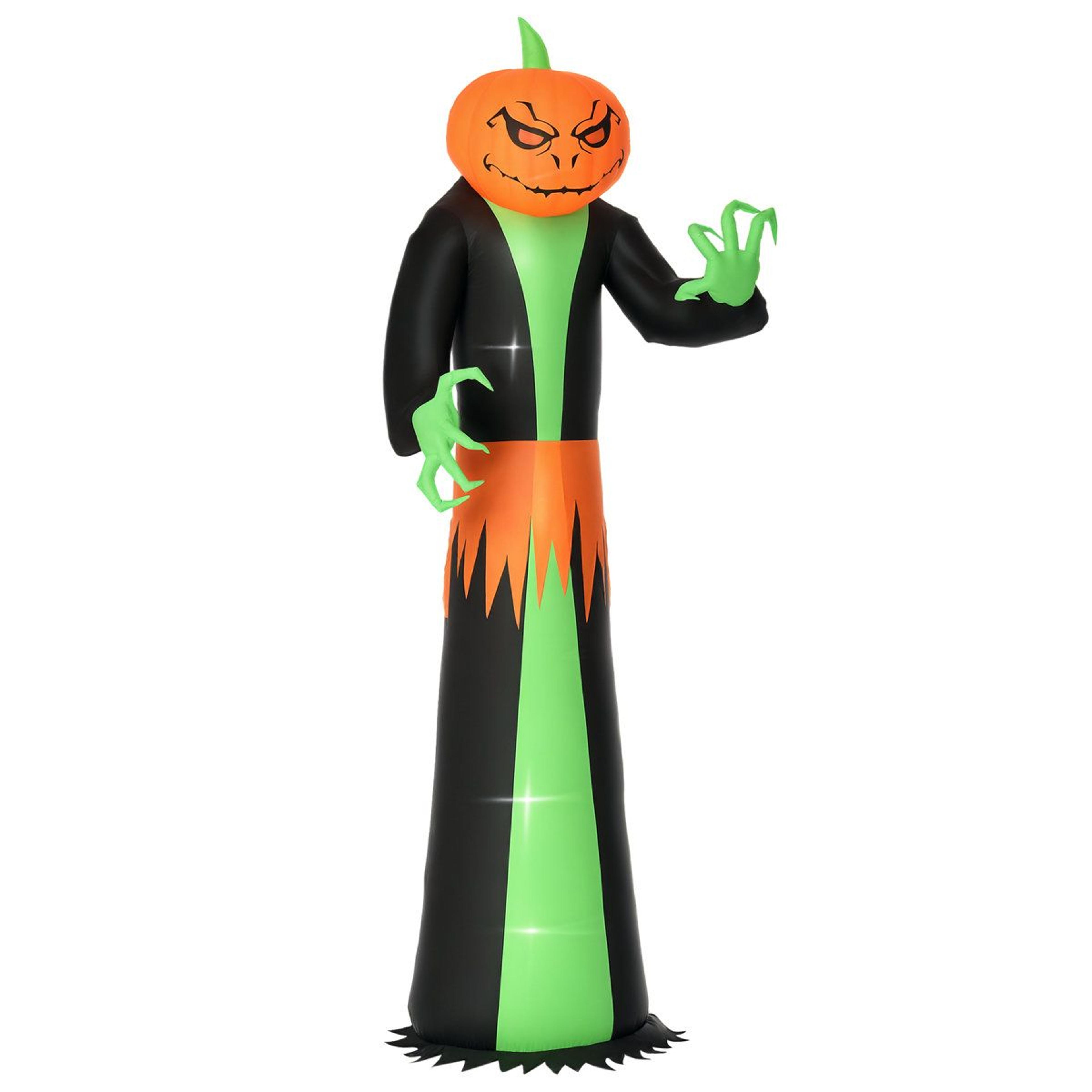 pumpkin head ghost inflatable halloween decoration with green led lights