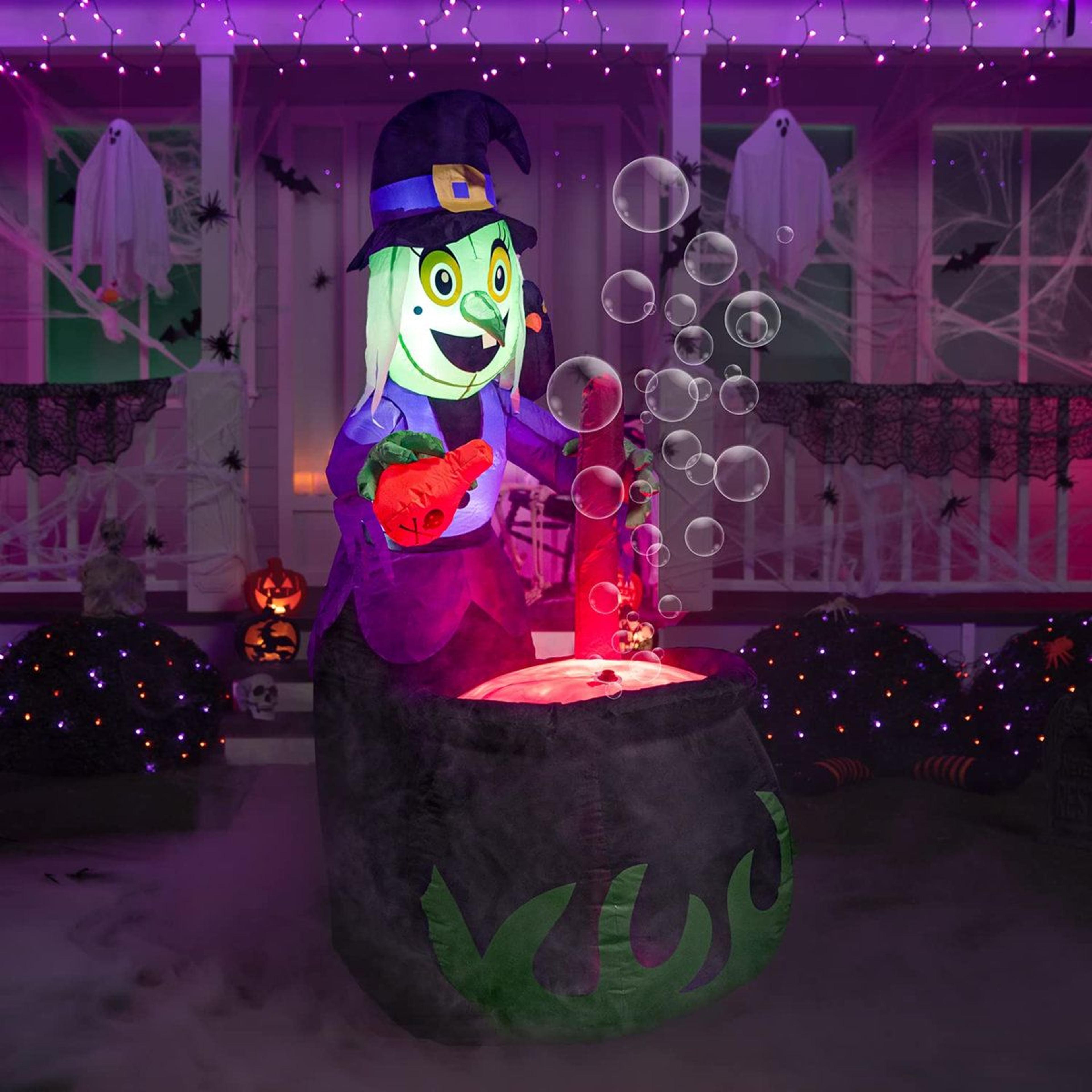halloween inflatable witch decoration with bubble effect and led light
