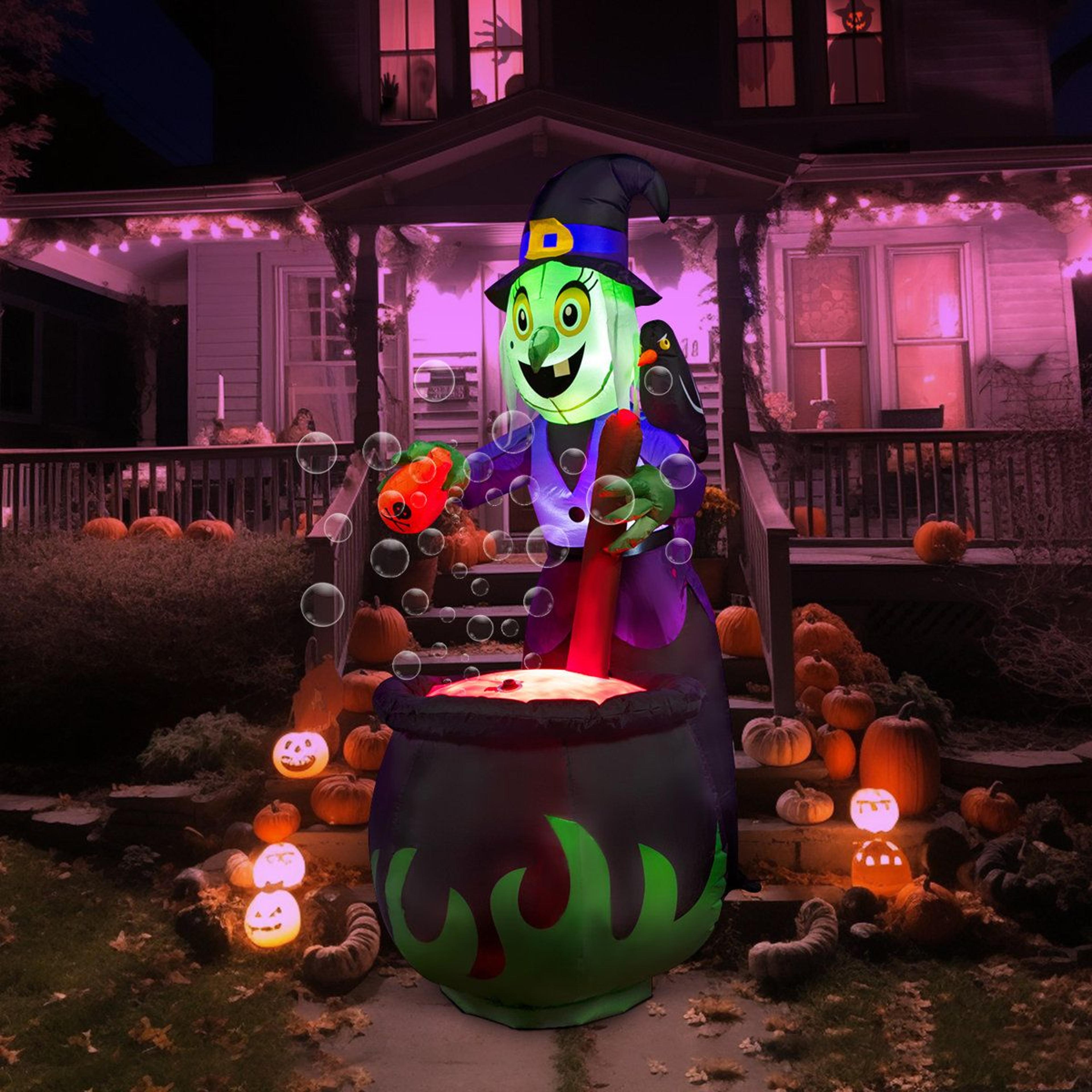 Halloween Inflatable Witch Decoration With Bubble Effect And LED Light 4