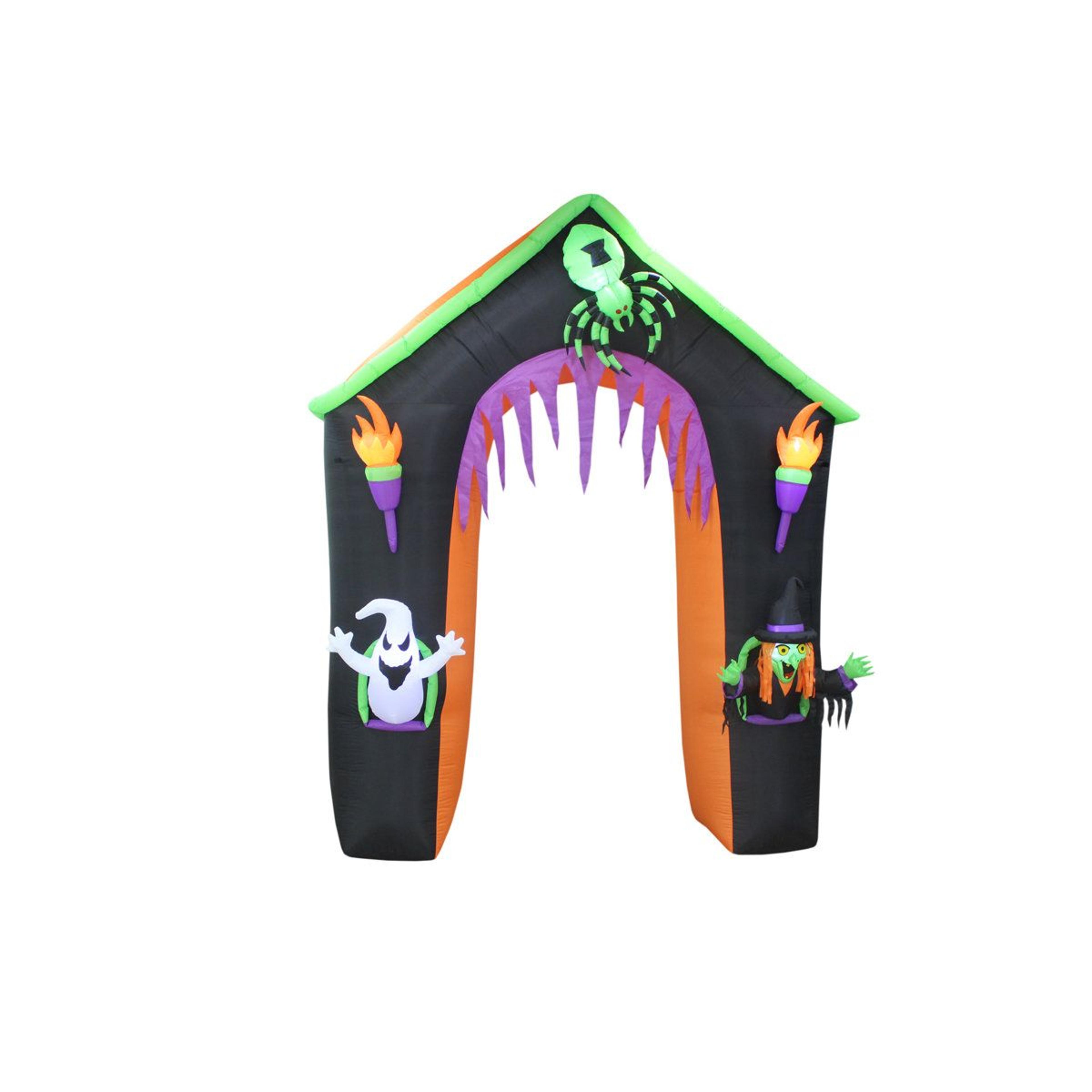 Lighted Halloween Inflatable Haunted Castle Archway With Ghost Witch And Spider 3