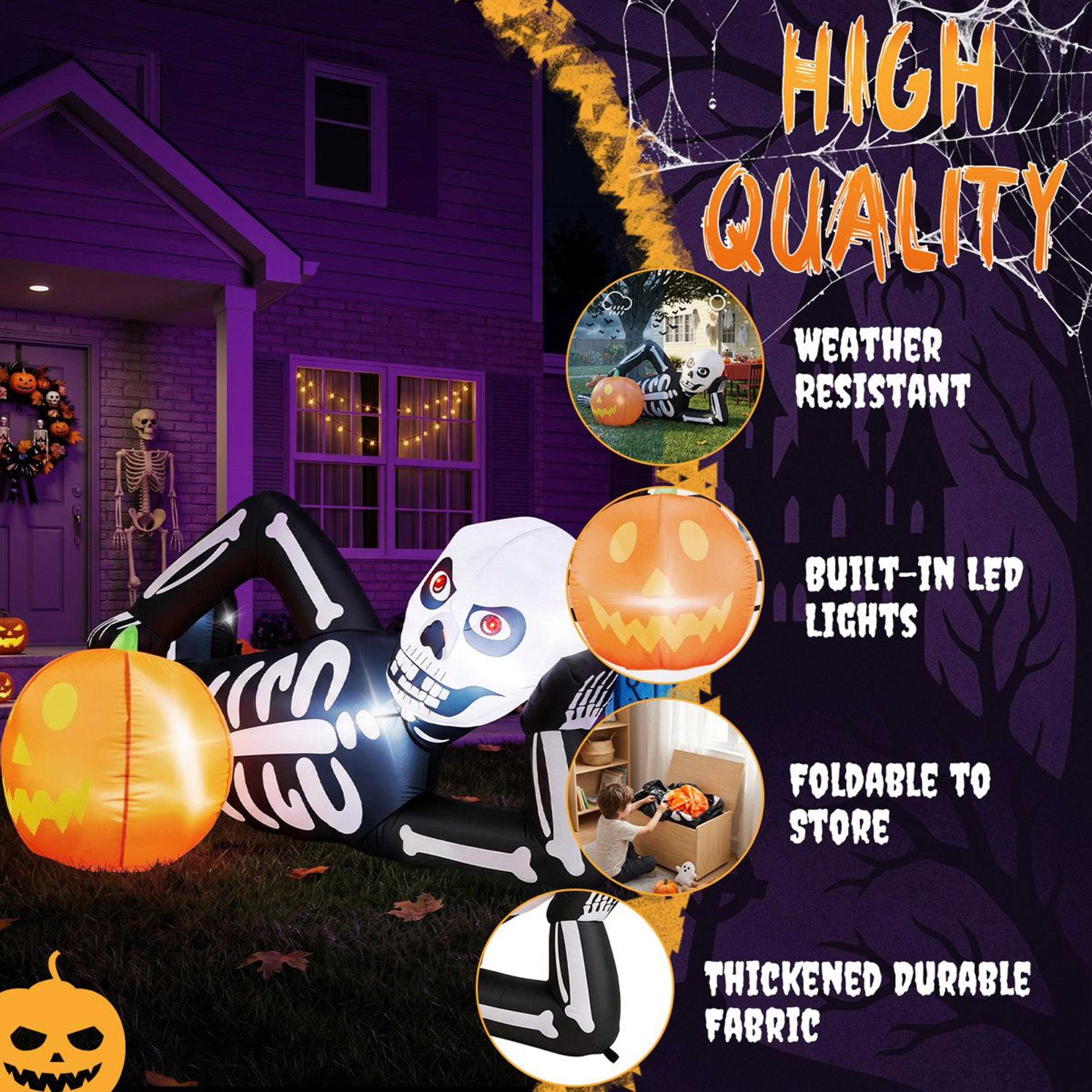 Halloween Inflatable Lying Skeleton With LED Lights 2