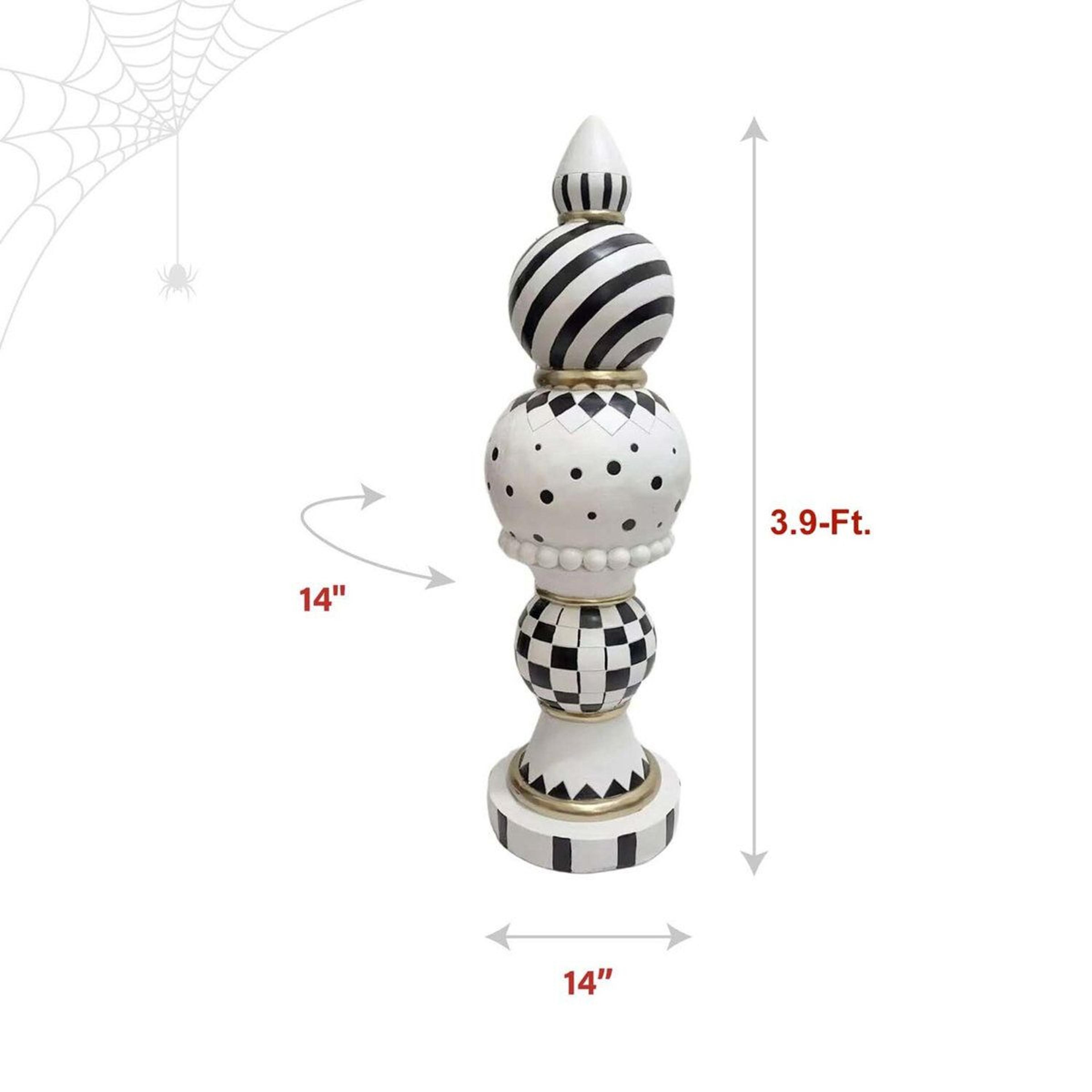 Halloween Finial Decoration With Polka Dot Checkerboard And Swirl Patterns 3