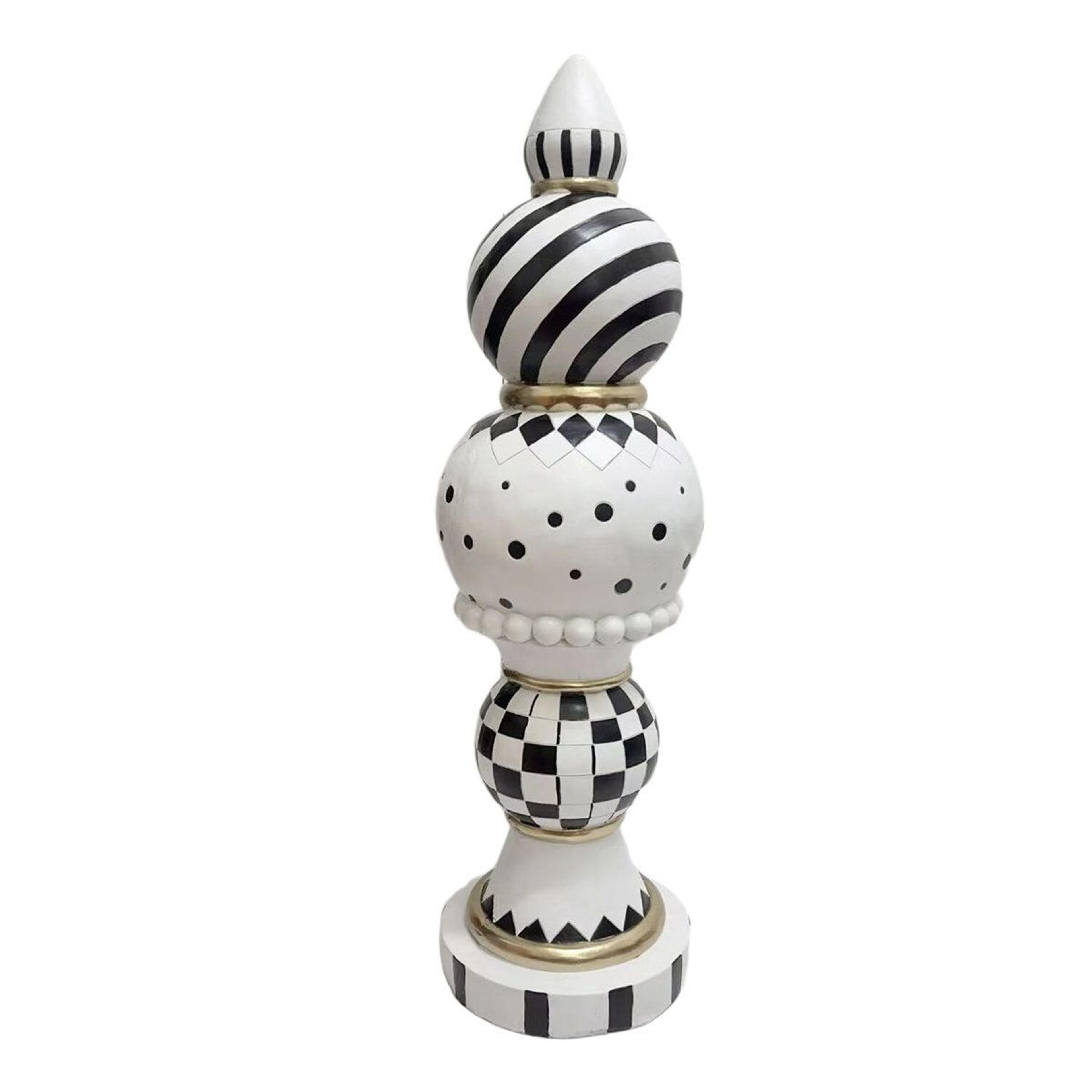 halloween finial decoration with polka dot checkerboard and swirl patterns