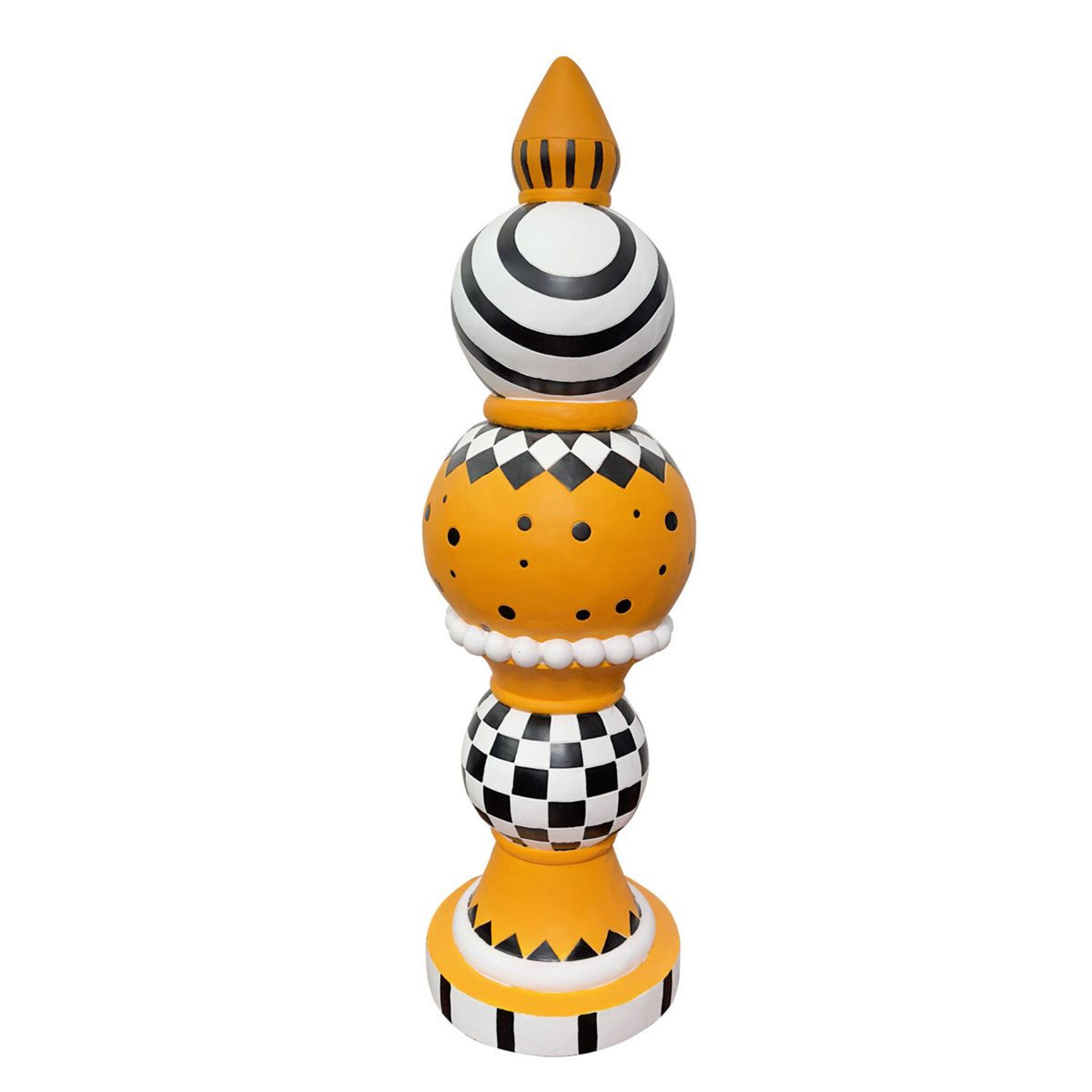 Halloween Finial Decoration With Polka Dot Checkerboard And Swirl Patterns 8