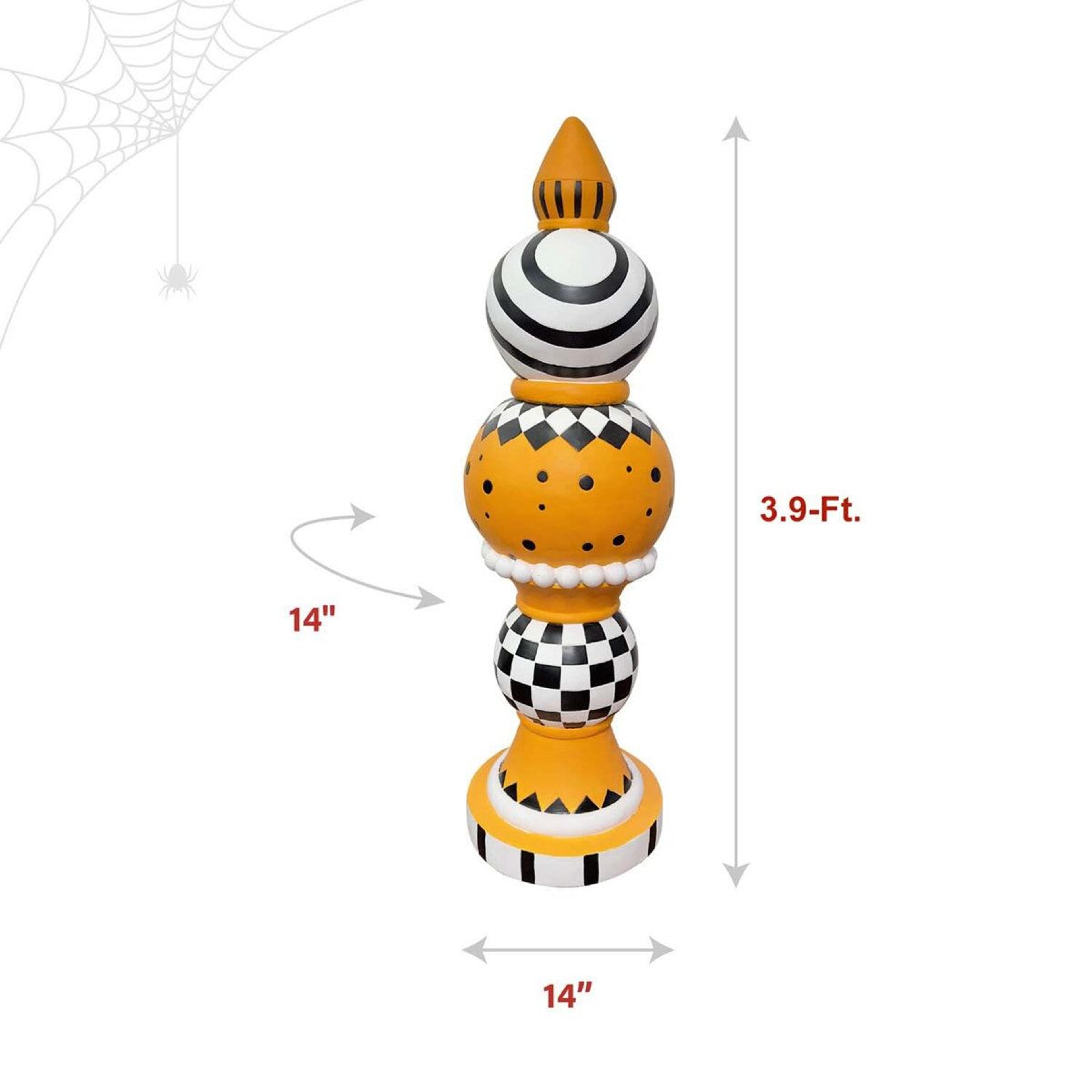 Halloween Finial Decoration With Polka Dot Checkerboard And Swirl Patterns 7