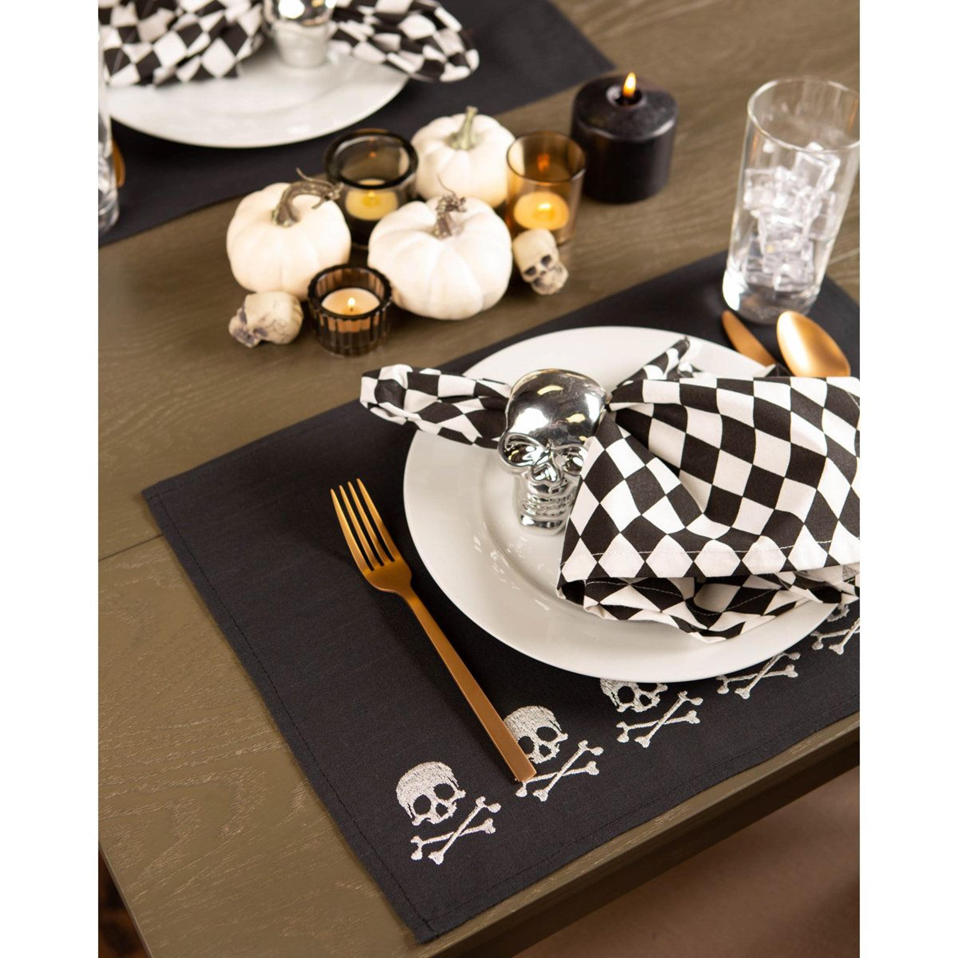 Black Skull Pattern Rectangular Placemats 3