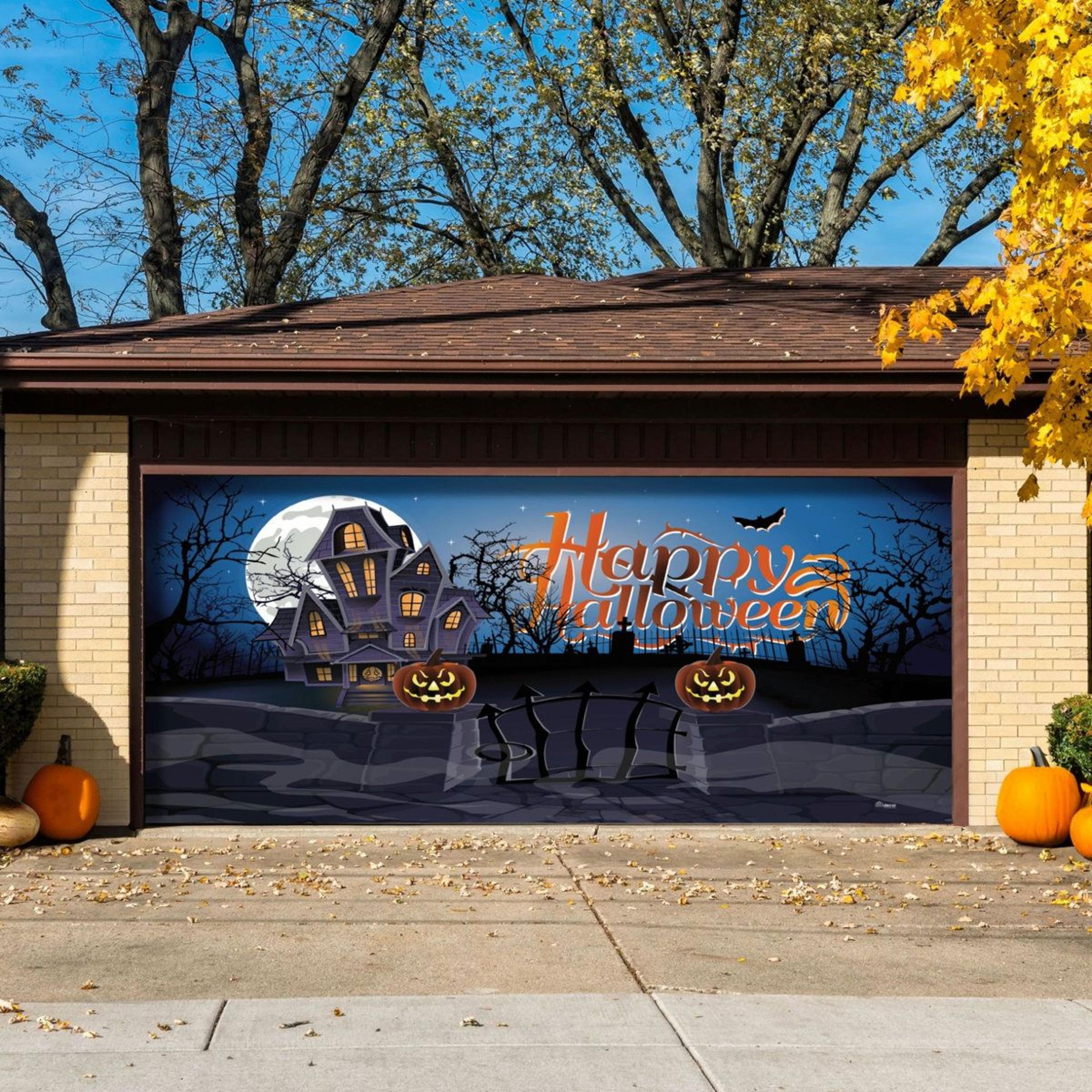 weather resistant halloween outdoor wall mural decoration polyester wide