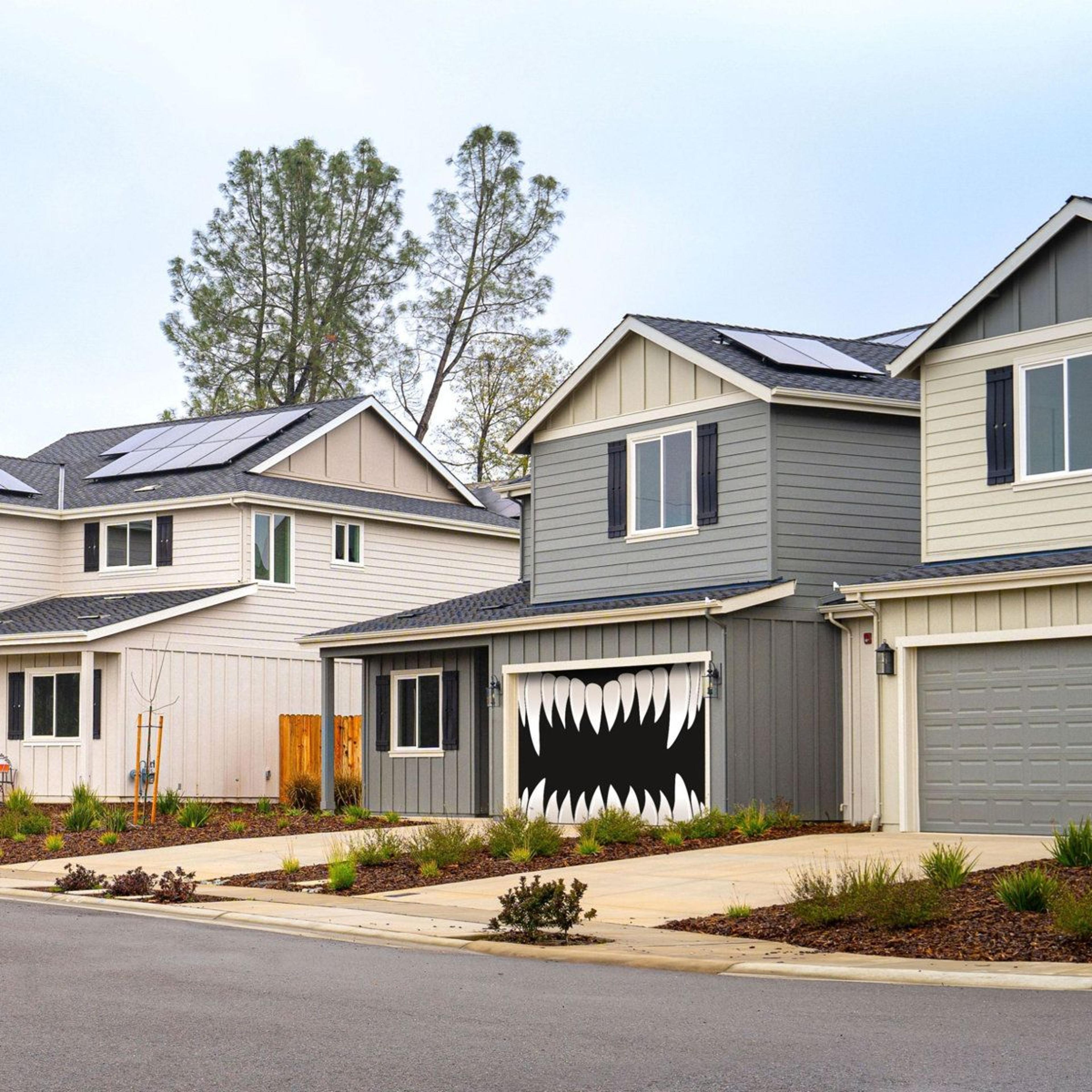 Scary Teeth Halloween Garage Door Banner Weather Resistant Outdoor Decoration 2