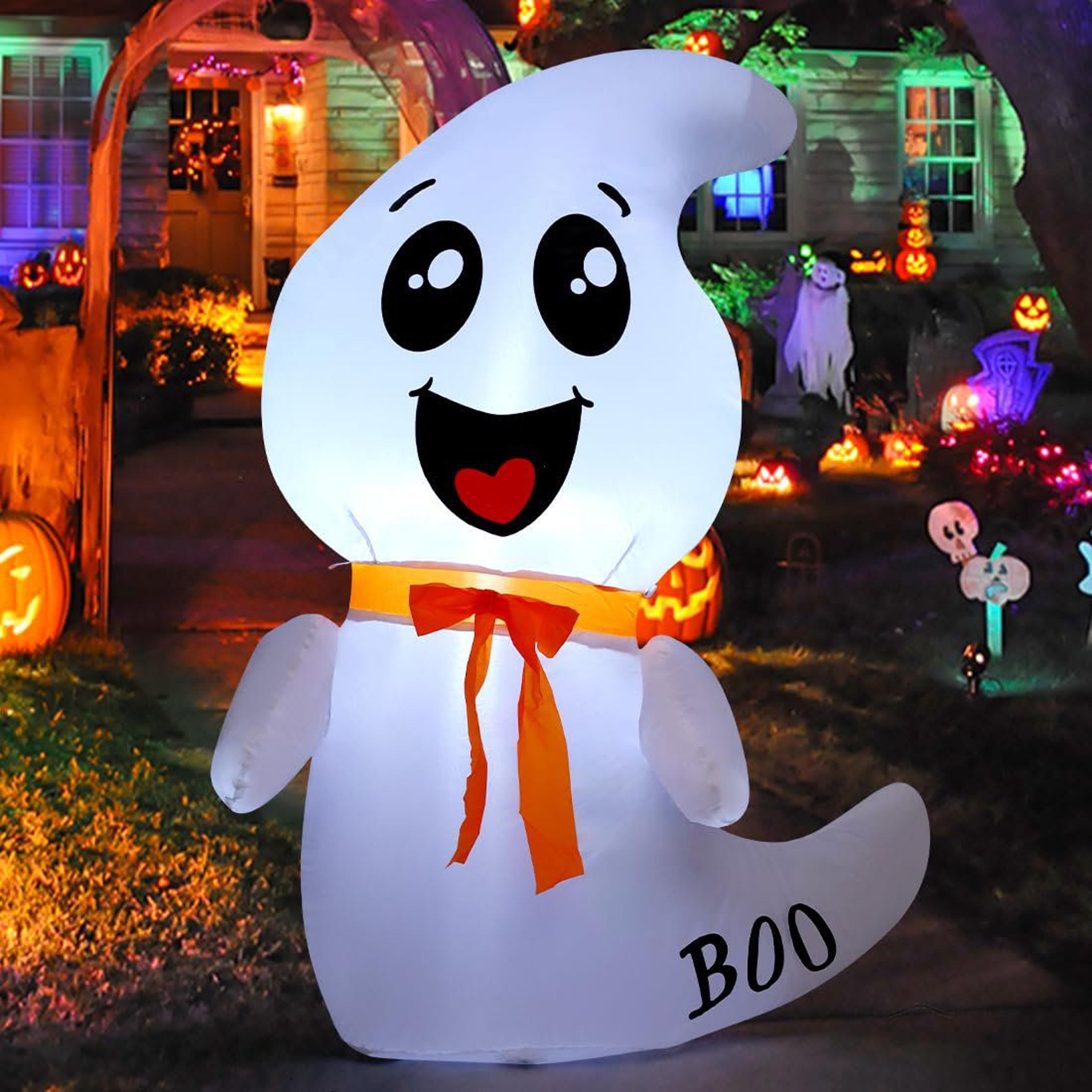 halloween inflatable ghost with built in led lights for outdoor decoration