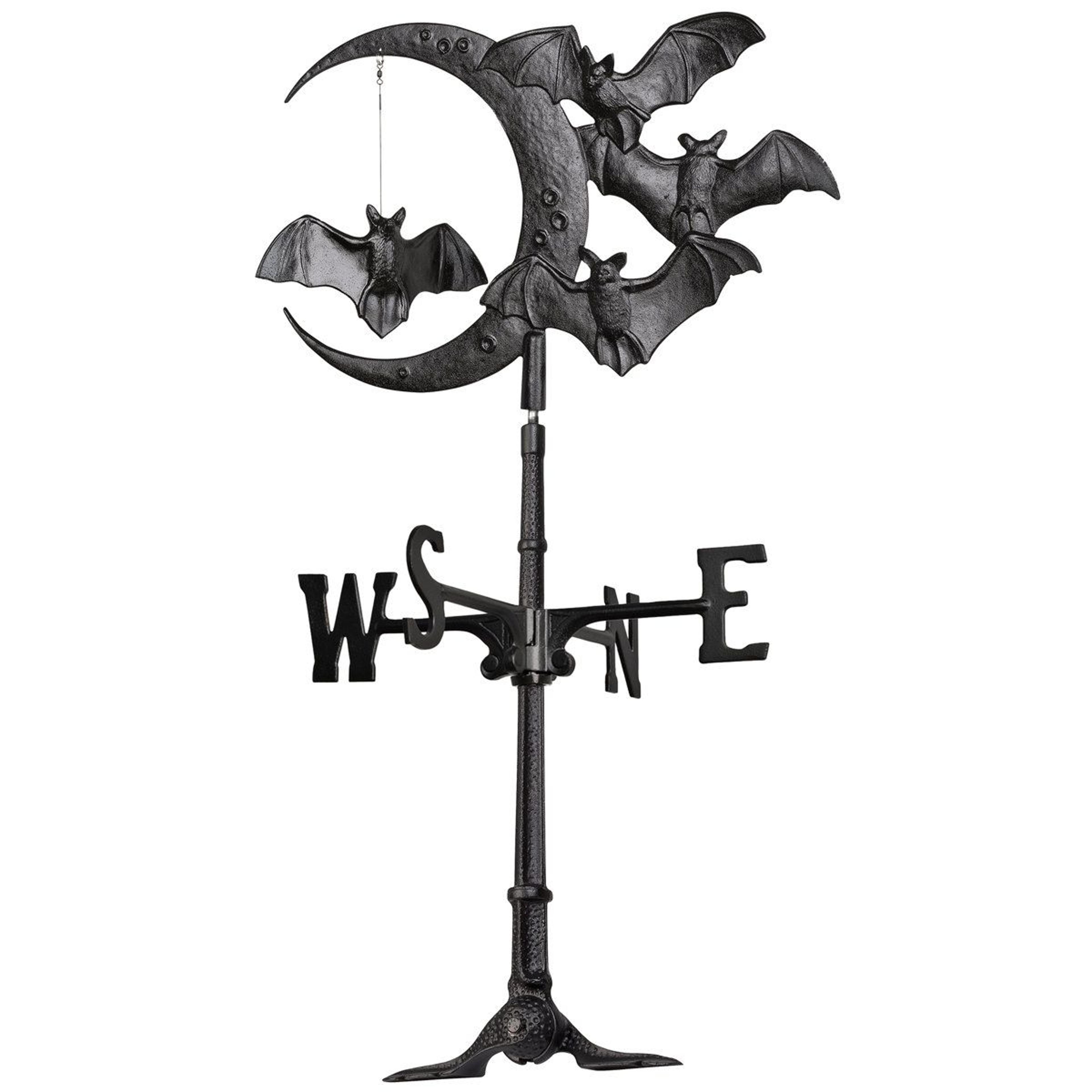 Crescent Moon Vampire Bats Weathervane Rust Resistant Outdoor Halloween Decor 2