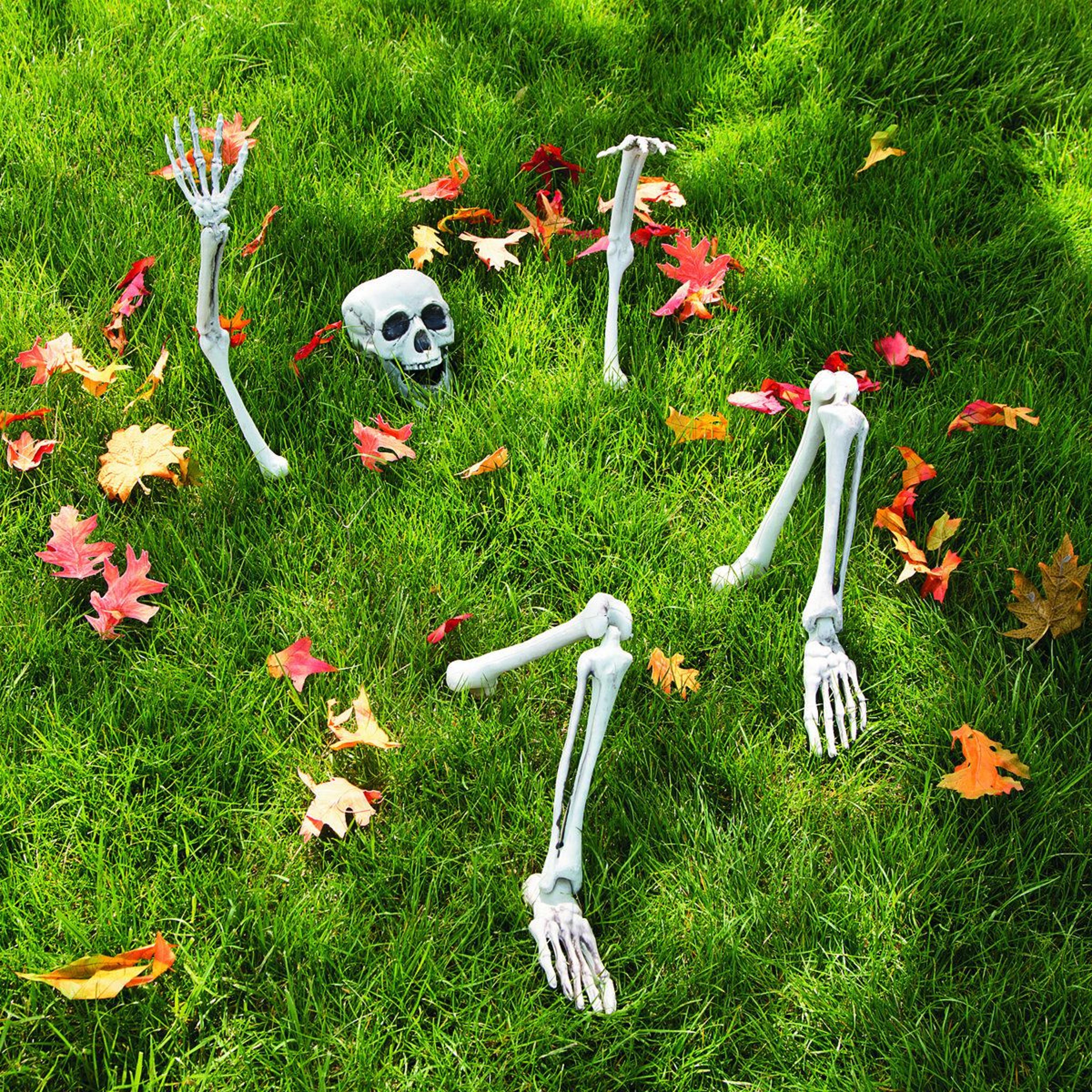 Halloween Skeleton Outdoor Figurine Decoration With Stakes White Plastic 1