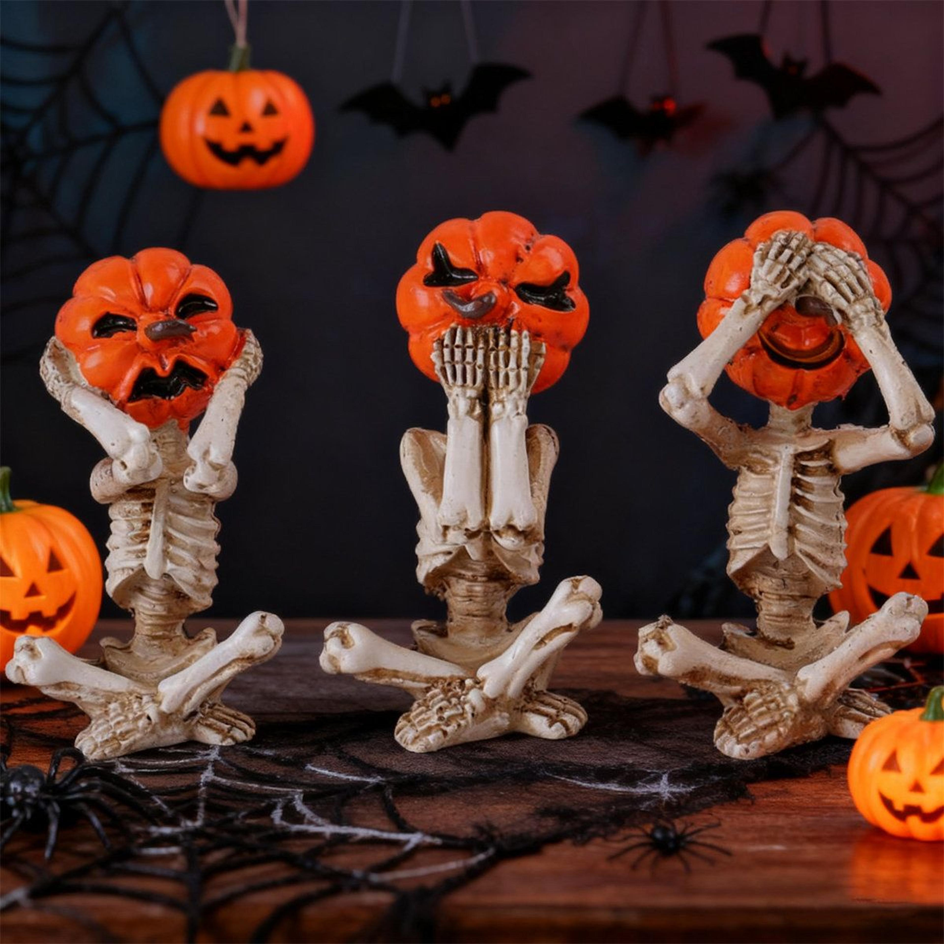 Halloween Skeleton Pumpkin Skull Figurines For Indoor And Outdoor Decor 4