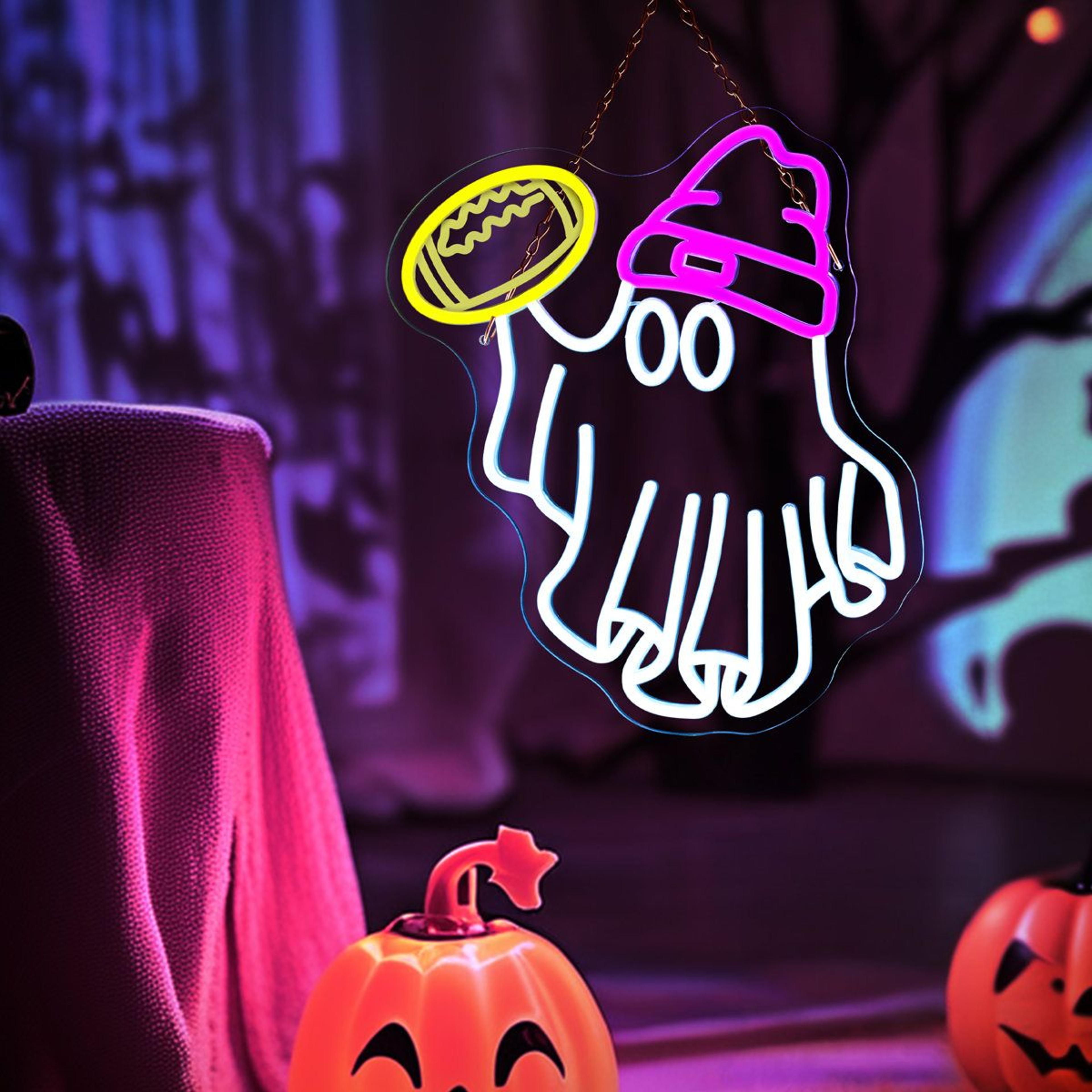 Halloween Ghost Football Neon Lighted Sign For Indoor And Outdoor Decor 5