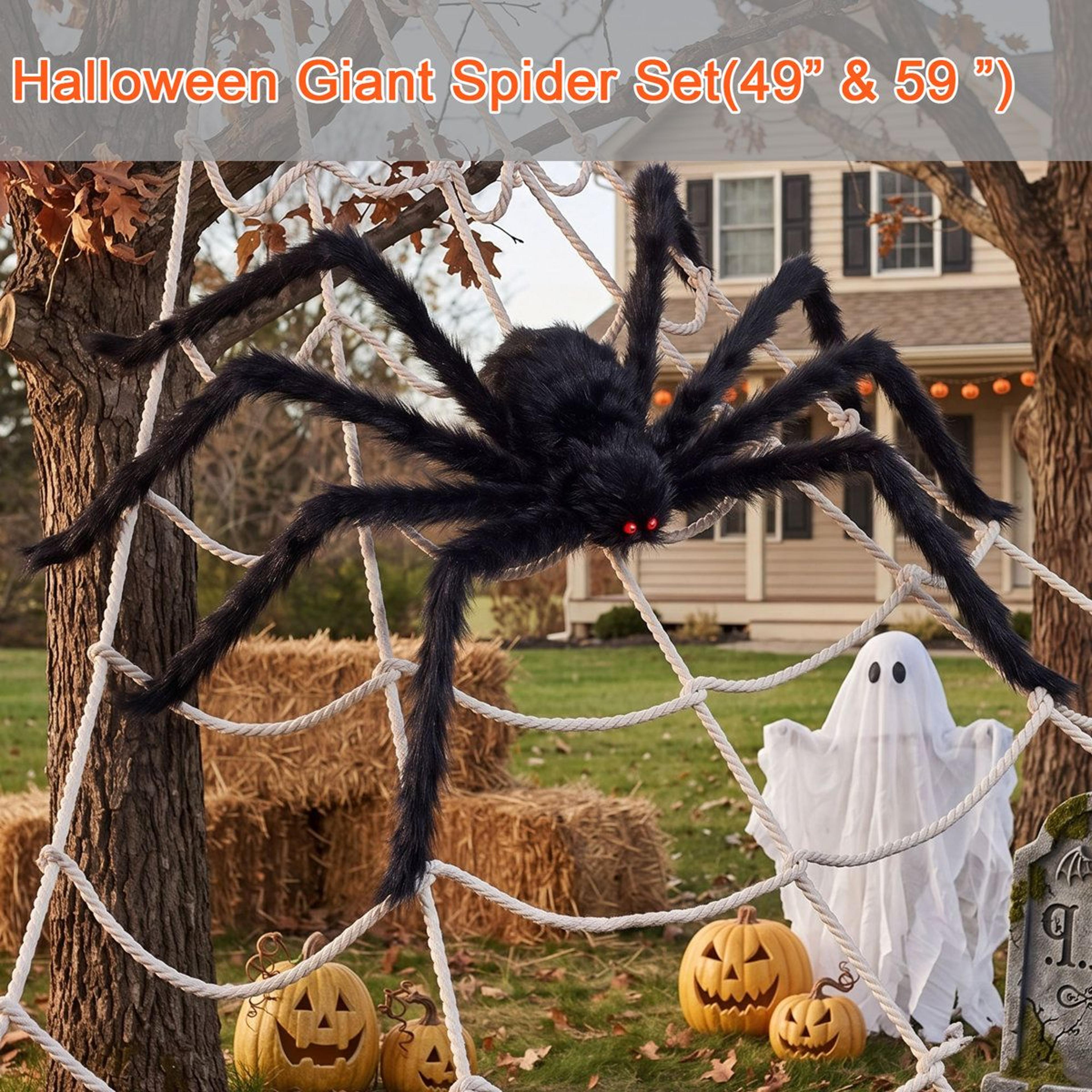 Giant Black Halloween Spiders Plush Indoor Outdoor Decorations 3